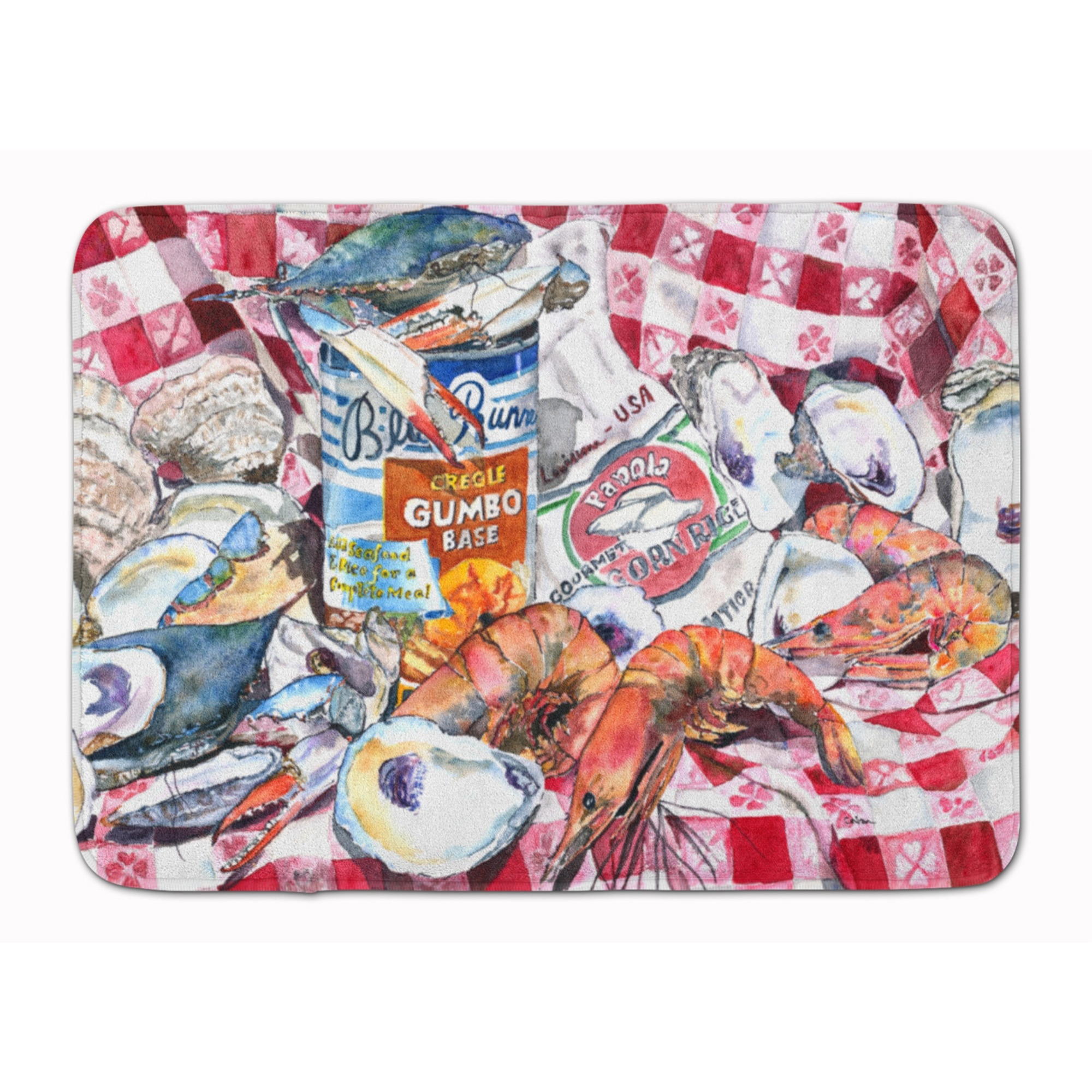 &quotCaroline's Treasures Blue Runner Gumbo Receipe Floor Mat, 19"" x 27"", Multicolor"