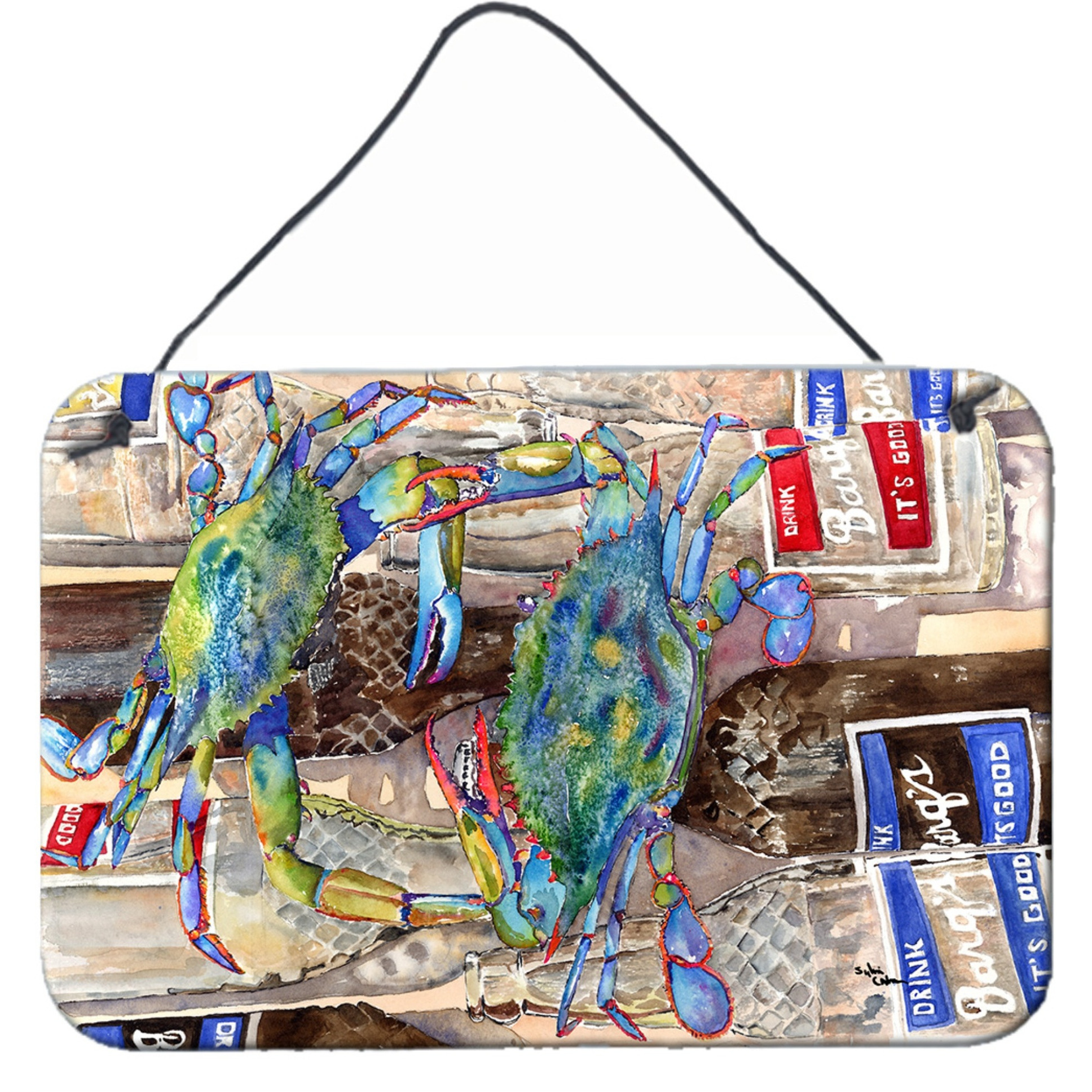 &quotCaroline's Treasures Blue Crabby Bottles of Barqs Rootbeer Wall or Door Hanging Prints, 8 x 12"""