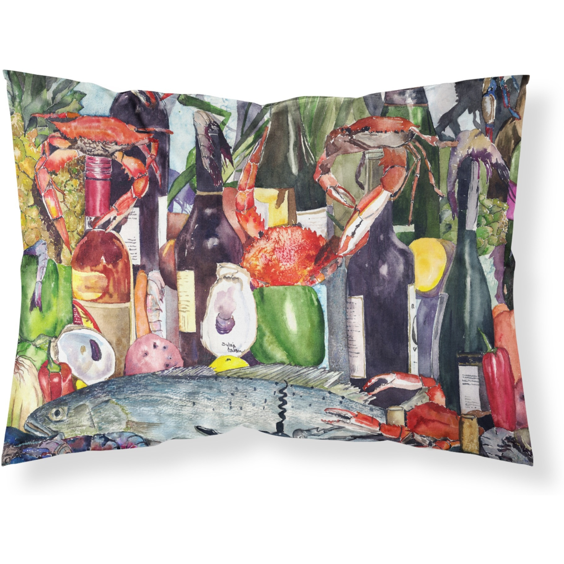 &quotCaroline's Treasures 8916PILLOWCASE Wine And Speckled Trout Moisture Wicking Fabric Standard Pillowcase, Large, Multicolor"