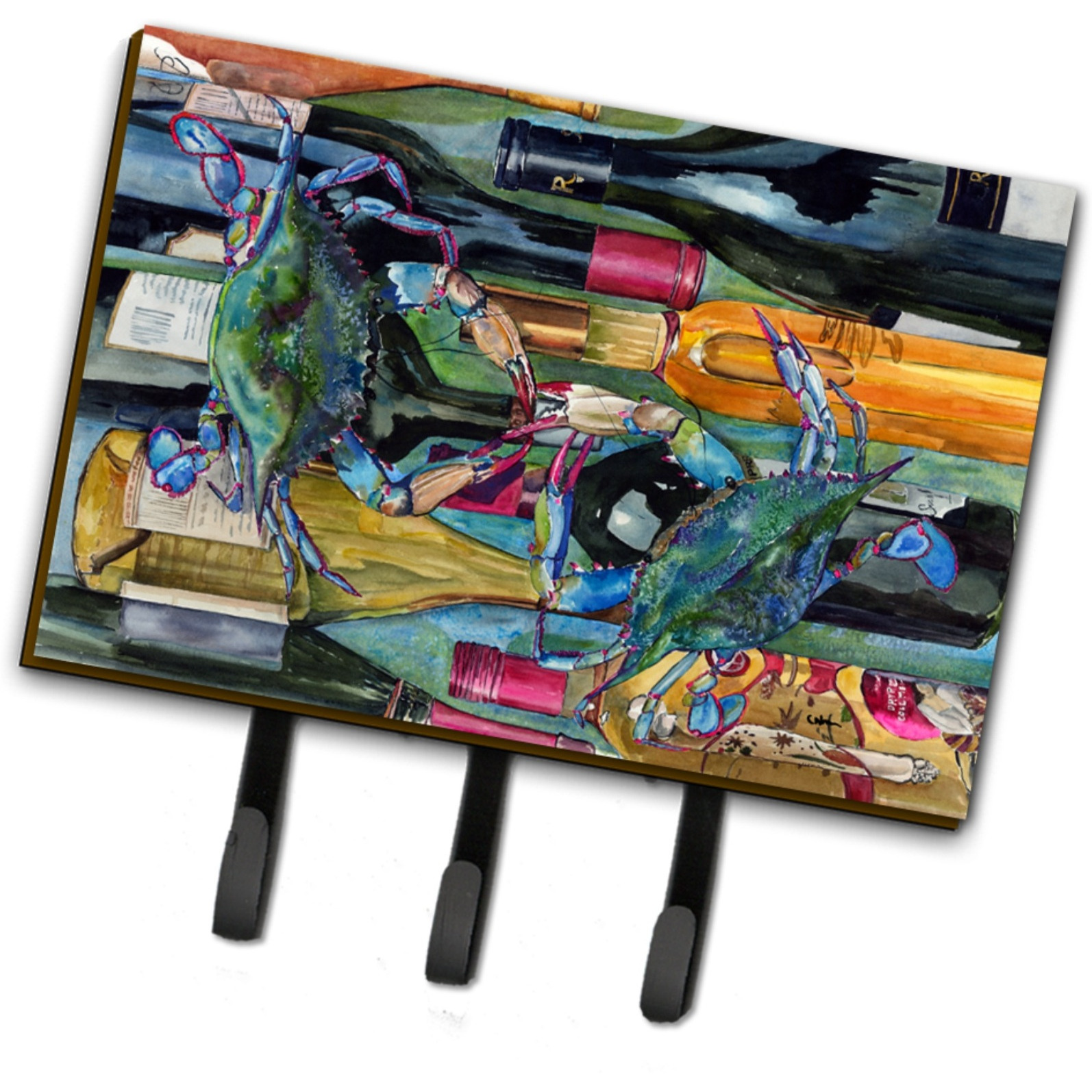 &quotCaroline's Treasures 8917TH68 Blue Crabby Wine Bottles Leash or Key Holder, Large, Multicolor"