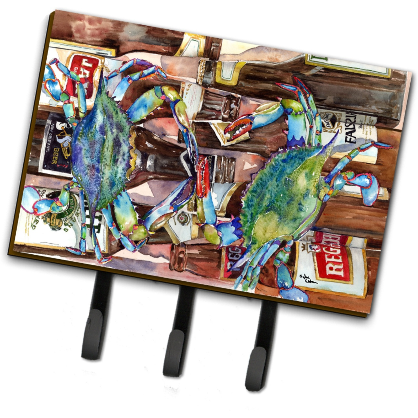 &quotCaroline's Treasures 8918TH68 Blue Crabby New Orleans Beer Bottles Leash or Key Holder, Large, Multicolor"