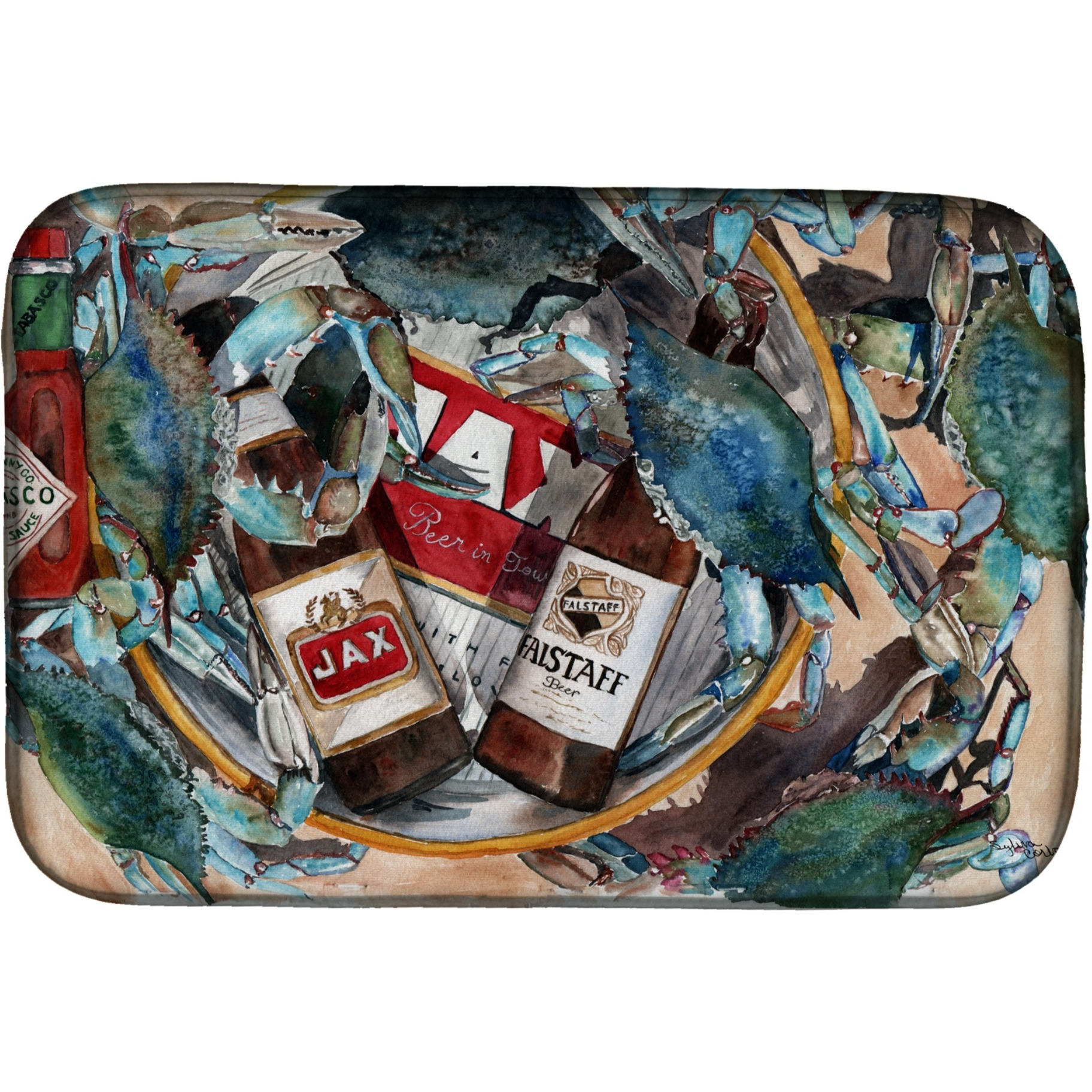 &quotCaroline's Treasures New Orleans Beers And Crabs Dish Drying Mat, 14 X 21, Multicolor"