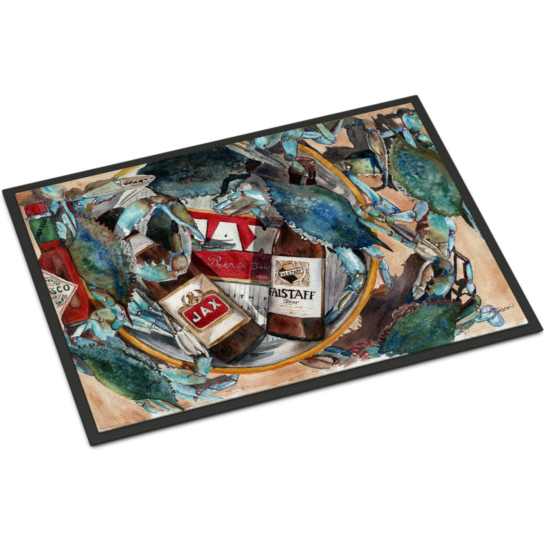 &quotCaroline's Treasures 8919JMAT New Orleans Beers and Crabs Indoor or Outdoor Mat, 24 x 36"", Multicolor"