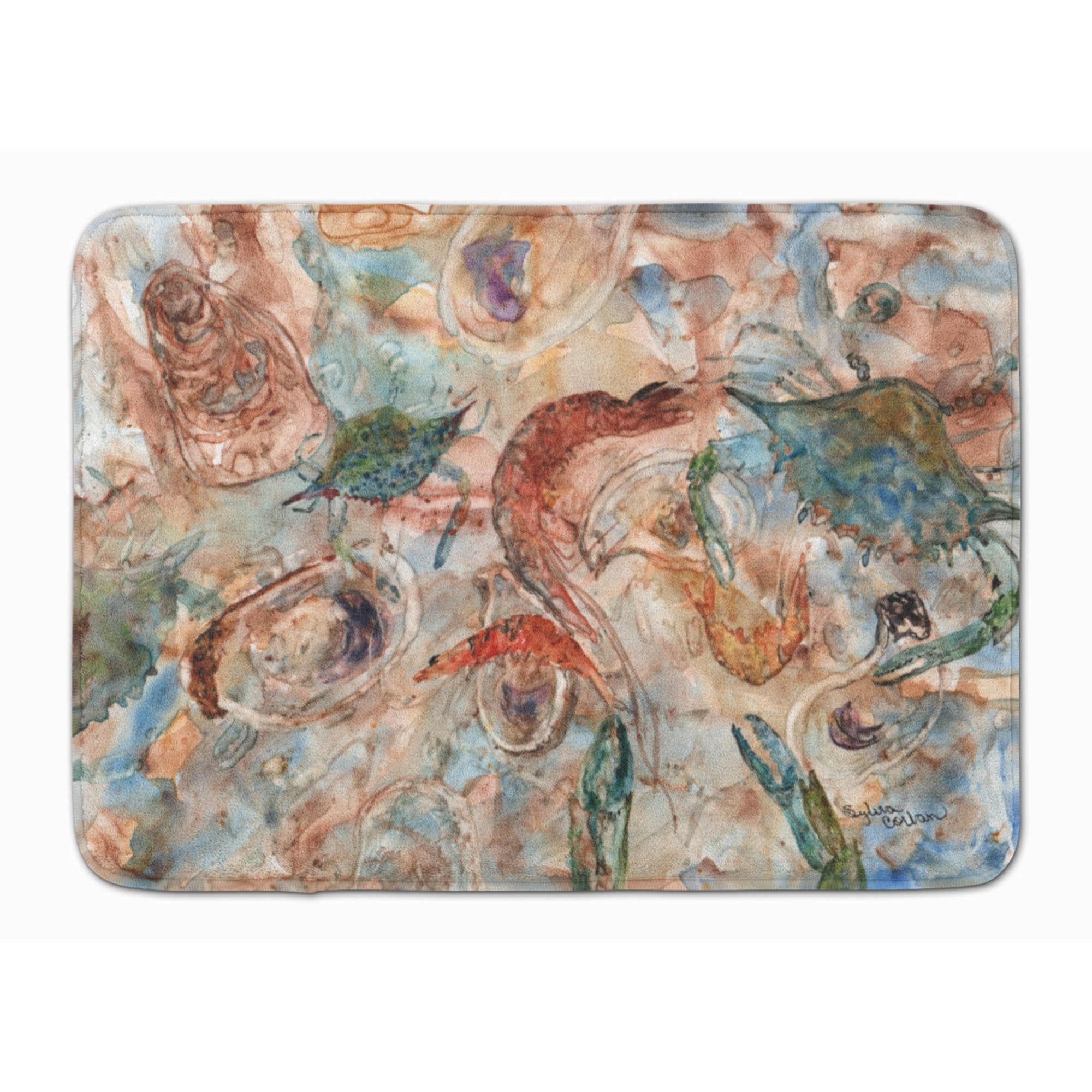 &quotCaroline's Treasures Crabs, Shrimp and Oysters on the loose Floor Mat, 19"" x 27"", Multicolor"