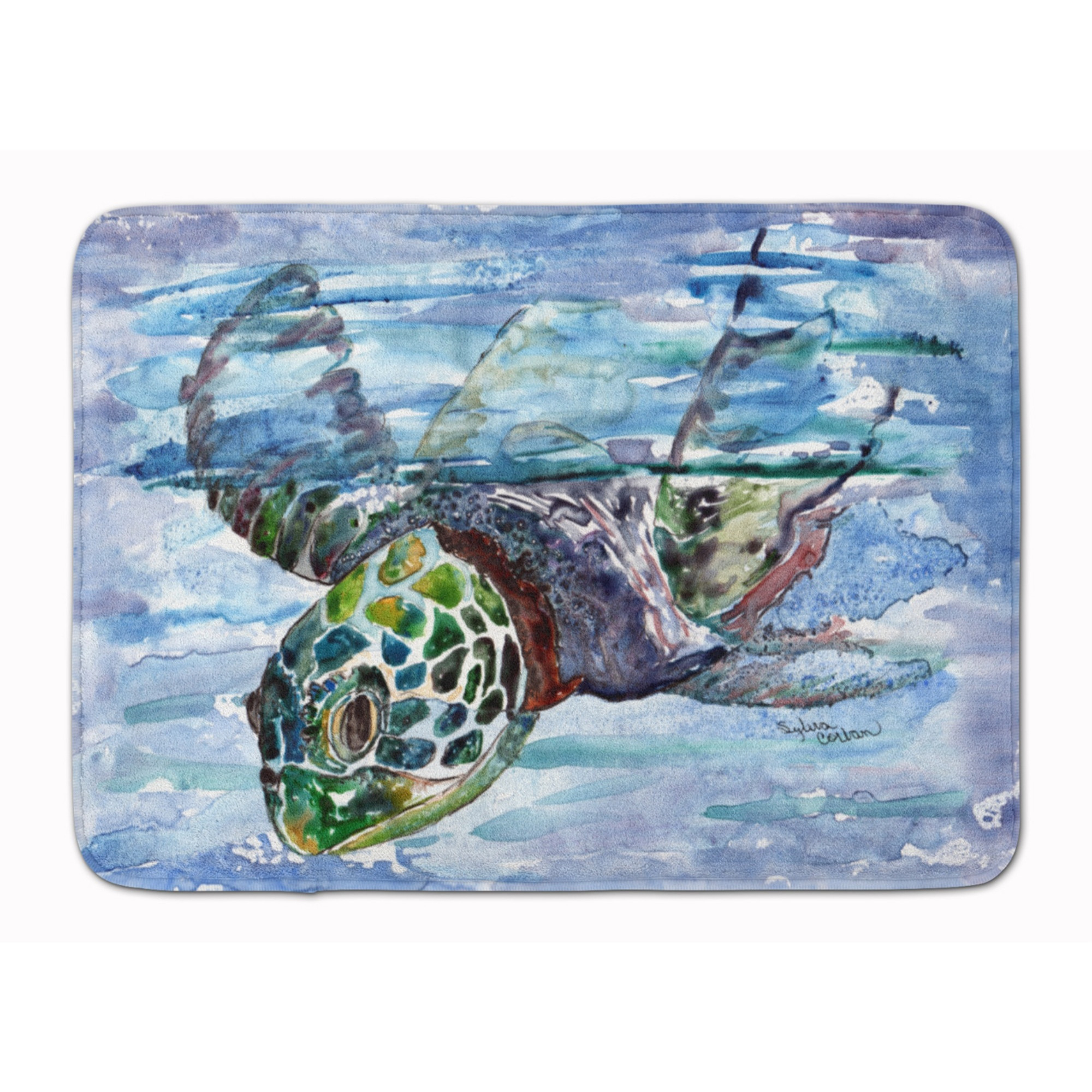 &quotCaroline's Treasures Loggerhead Turtle in a Dive Floor Mat, 19"" x 27"", Multicolor"