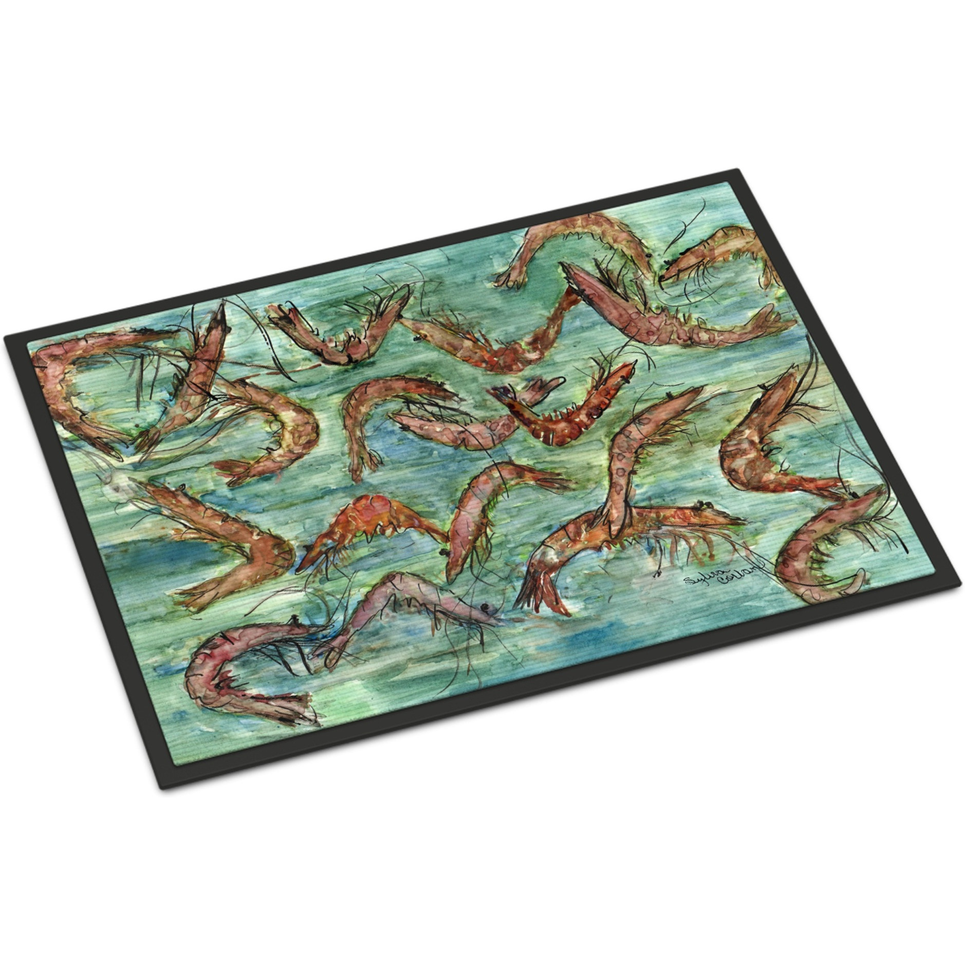 &quotCaroline's Treasures 8943MAT Catch of Shrimp Indoor or Outdoor Mat, 18 x 27"", Multicolor"