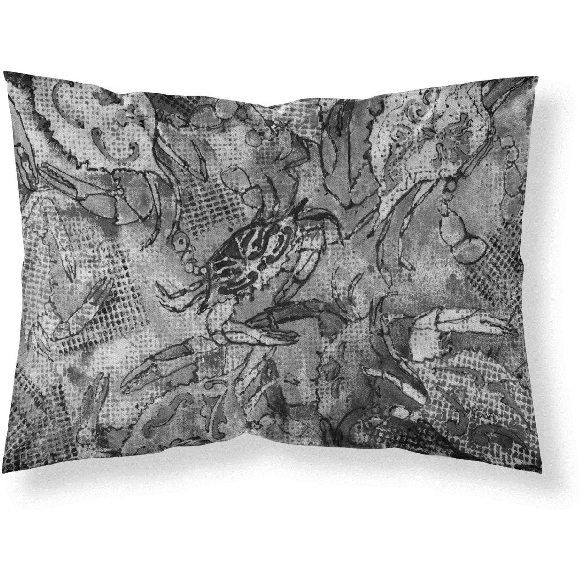 &quotCaroline's Treasures 8953PILLOWCASE Grey Canvas Abstract Crabs Fabric Standard Pillowcase, Large, Multicolor"