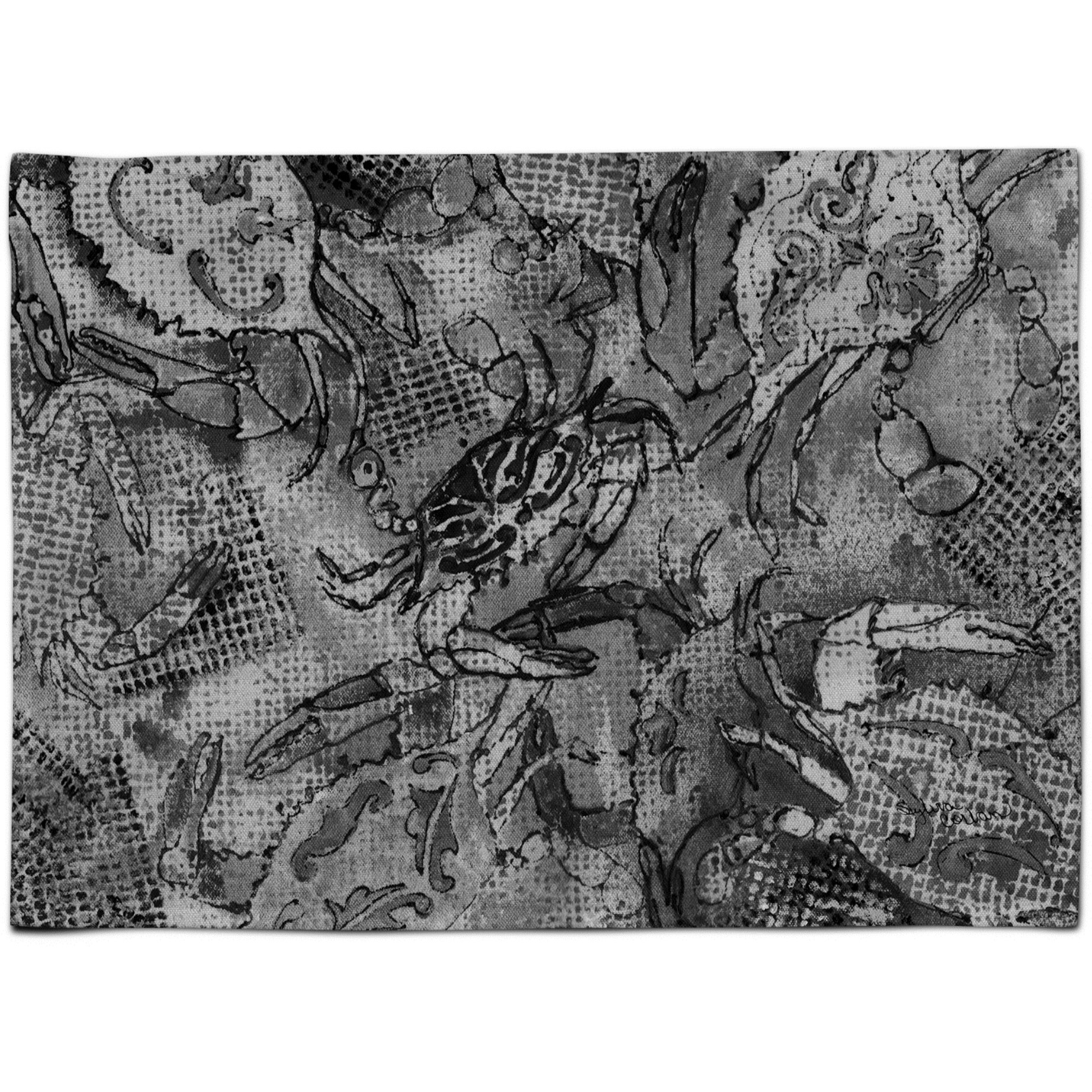 &quotCaroline's Treasures 8953PLMT Grey Canvas Abstract Crabs Fabric Placemat, Multicolor"