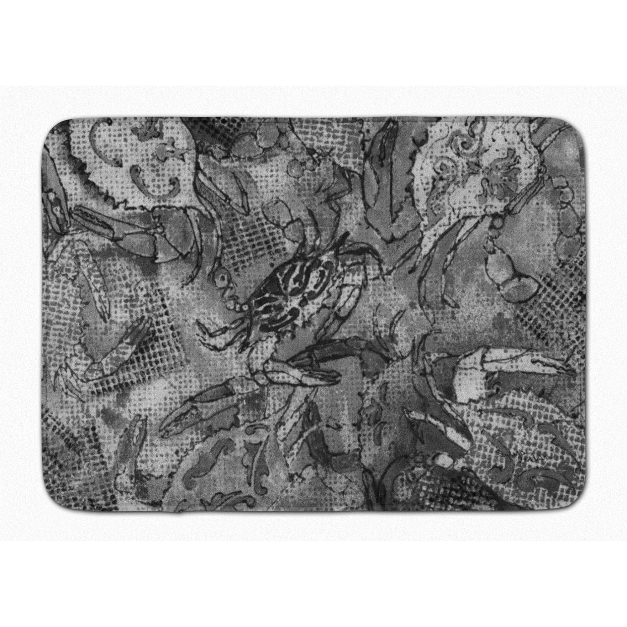 &quotCaroline's Treasures Grey Canvas Abstract Crabs Floor Mat, 19"" x 27"", Multicolor"
