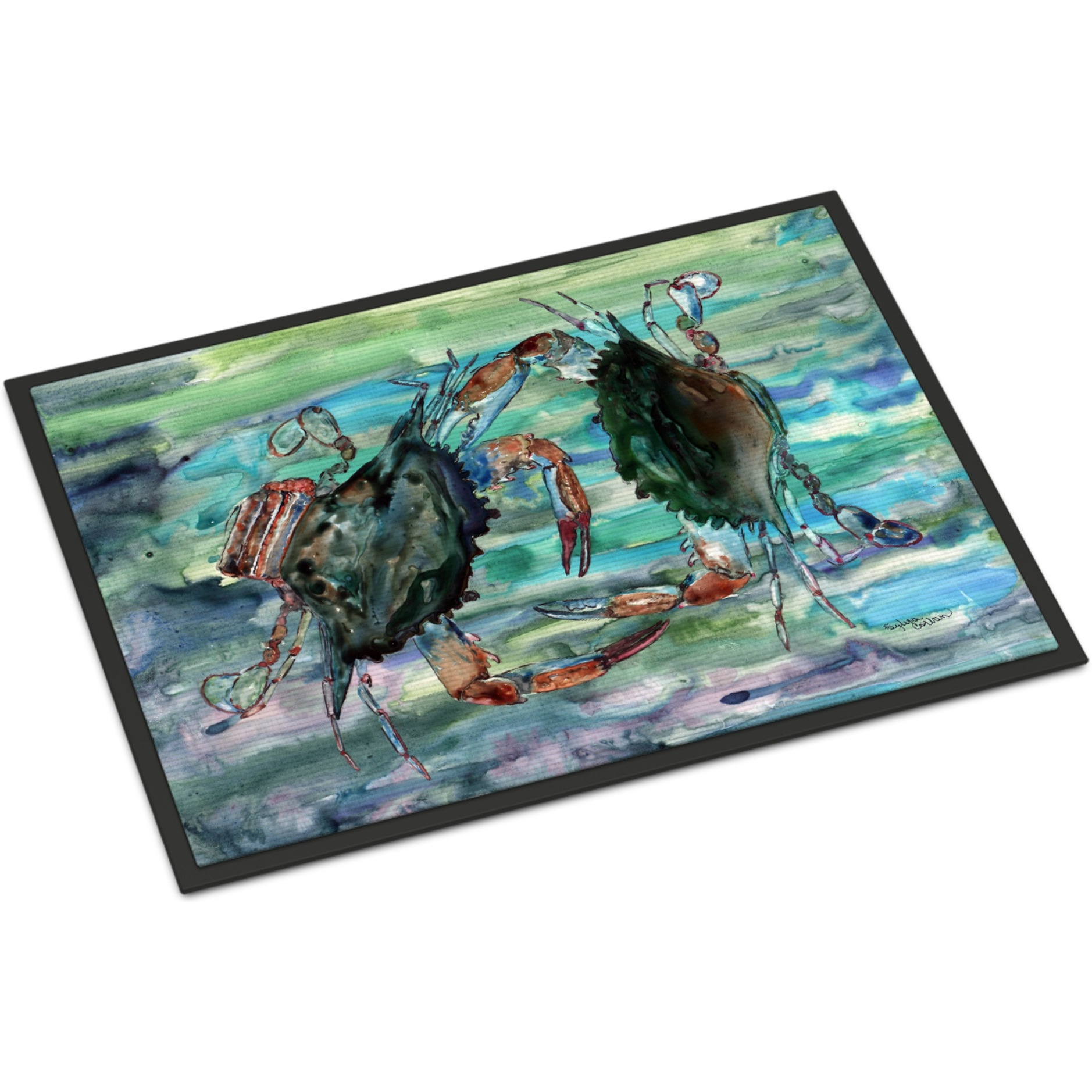 &quotCaroline's Treasures 8954JMAT Watery Teal and Purple Crabs Indoor or Outdoor Mat, 24 x 36"", Multicolor"