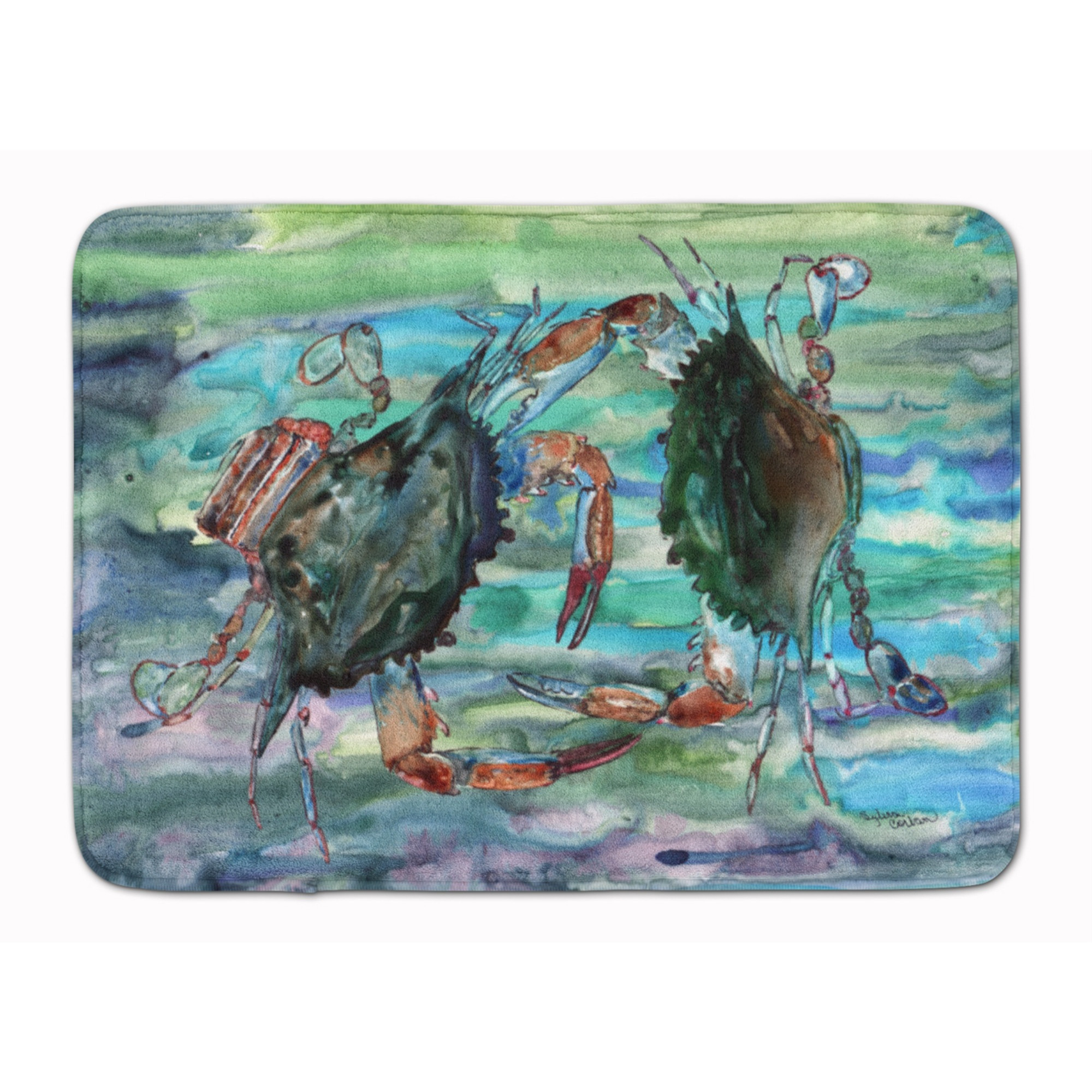 &quotCaroline's Treasures Watery Teal and Purple Crabs Floor Mat, 19"" x 27"", Multicolor"