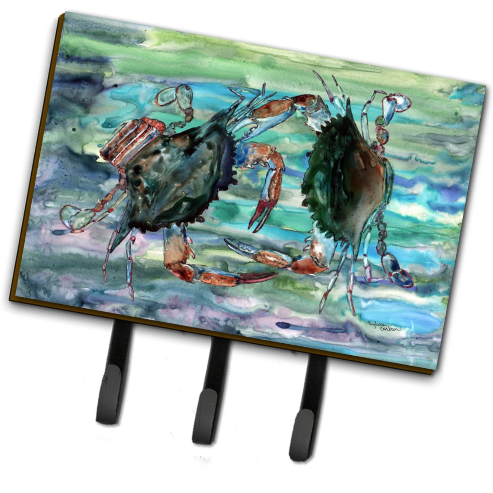 &quotCaroline's Treasures 8954TH68 Watery Teal and Purple Crabs Leash or Key Holder, Large, Multicolor"