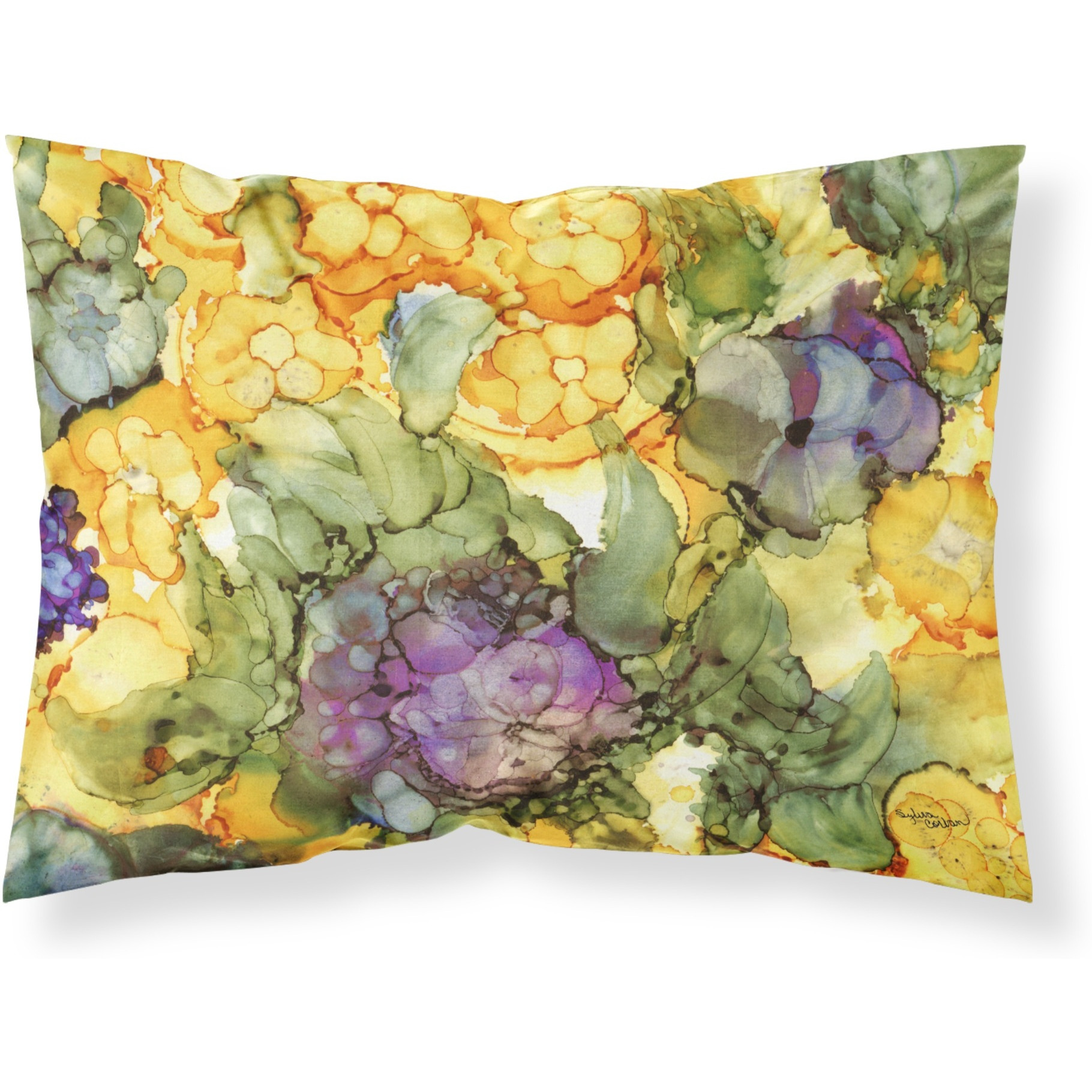 &quotCaroline's Treasures Abstract Flowers Purple and Yellow Fabric Standard Pillowcase 8958PILLOWCASE, Multicolor"