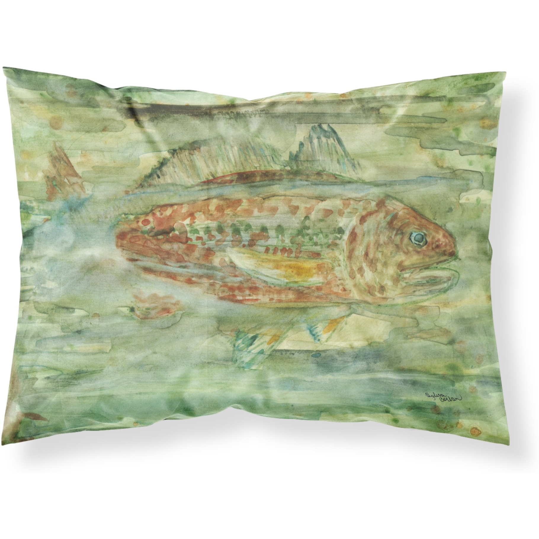 &quotCaroline's Treasures "" Abstract Red Fish"" Printed, Polyester Envelope Closure pillowcase, Standard, Multicolor"