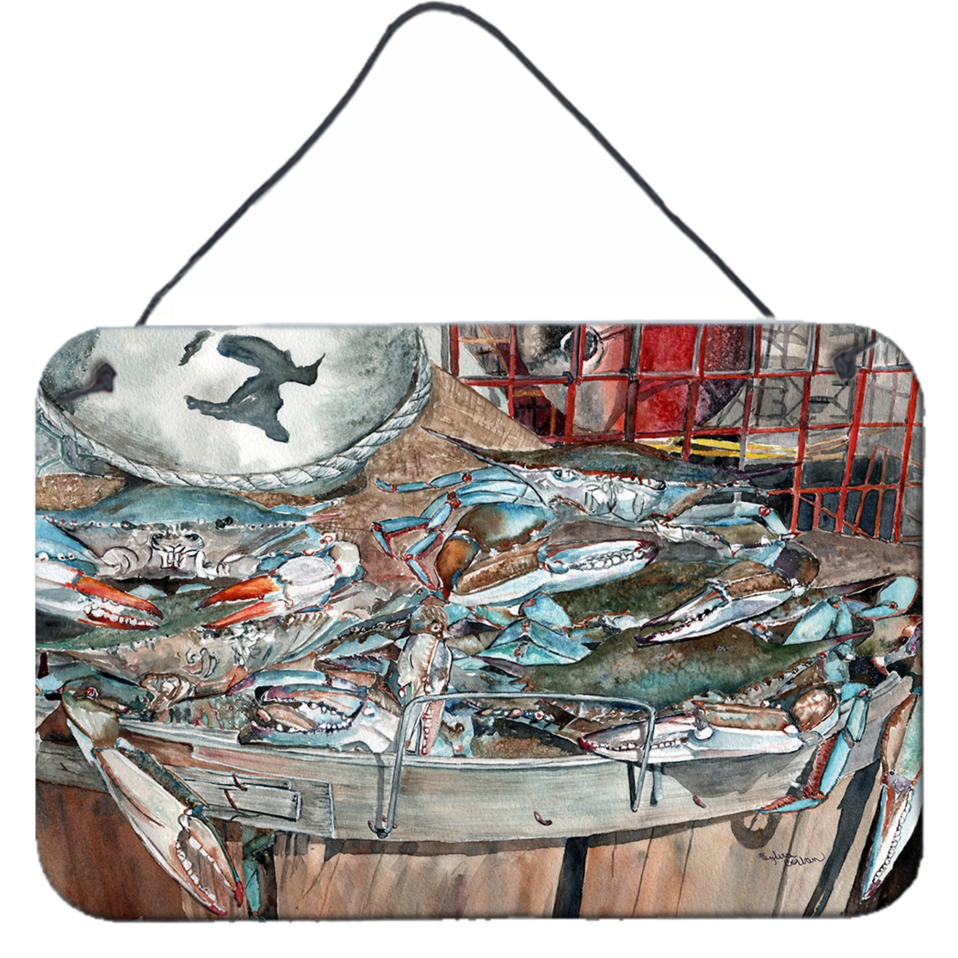 &quotCaroline's Treasures Basket Full of Blue Crabs Wall or Door Hanging Prints 8961DS812, 8"&quotH x 12"&quotW, Multicolor"