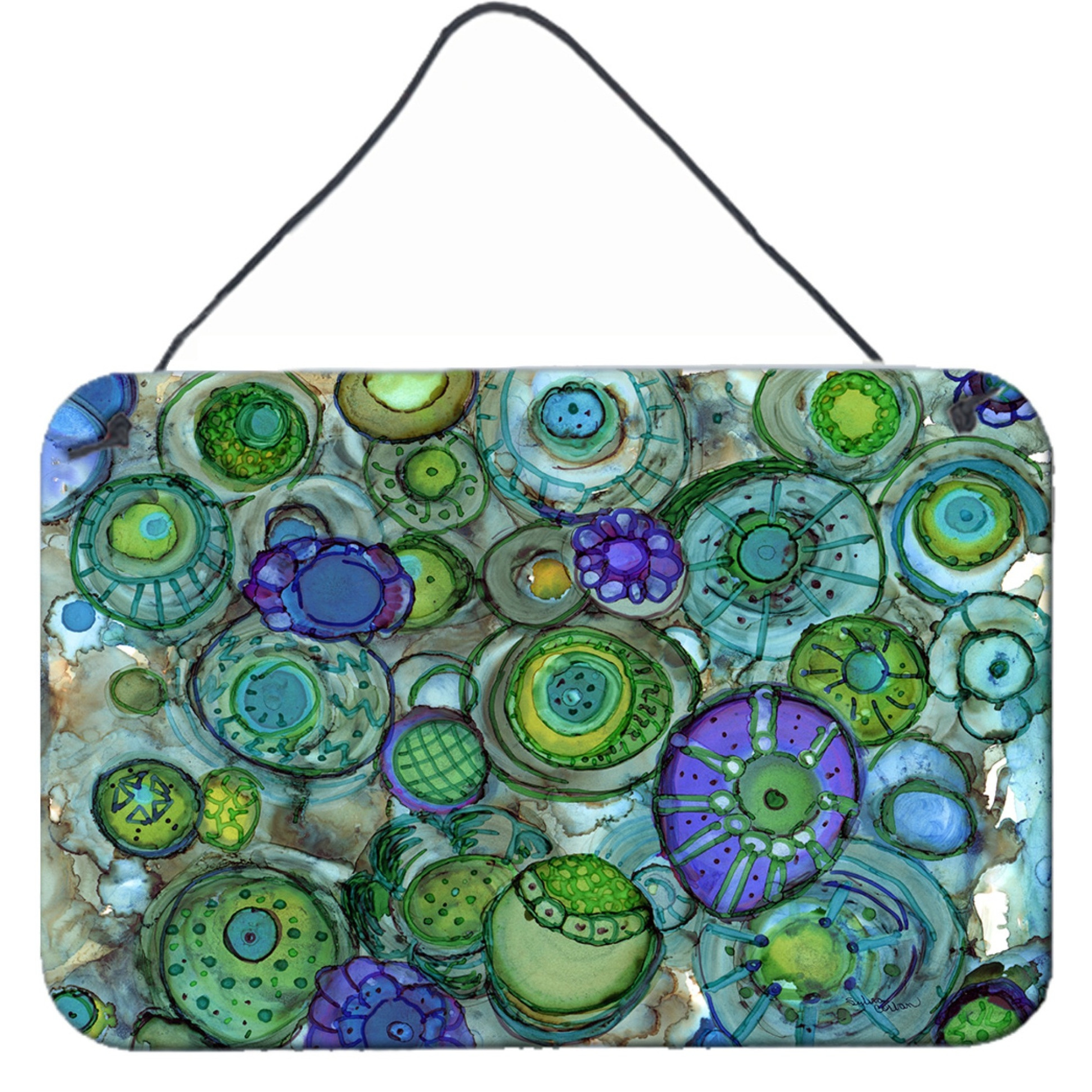 &quotCaroline's Treasures Abstract in Blues and Greens Wall or Door Hanging Prints 8962DS812, 8"&quotH x 12"&quotW, Multicolor"