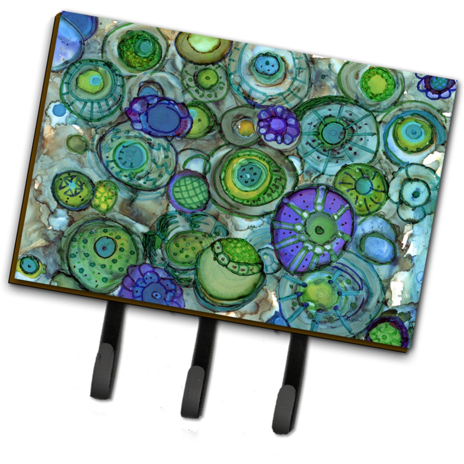 &quotCaroline's Treasures Abstract in Blues and Greens Leash or Key Holder 8962TH68, Triple, Multicolor"