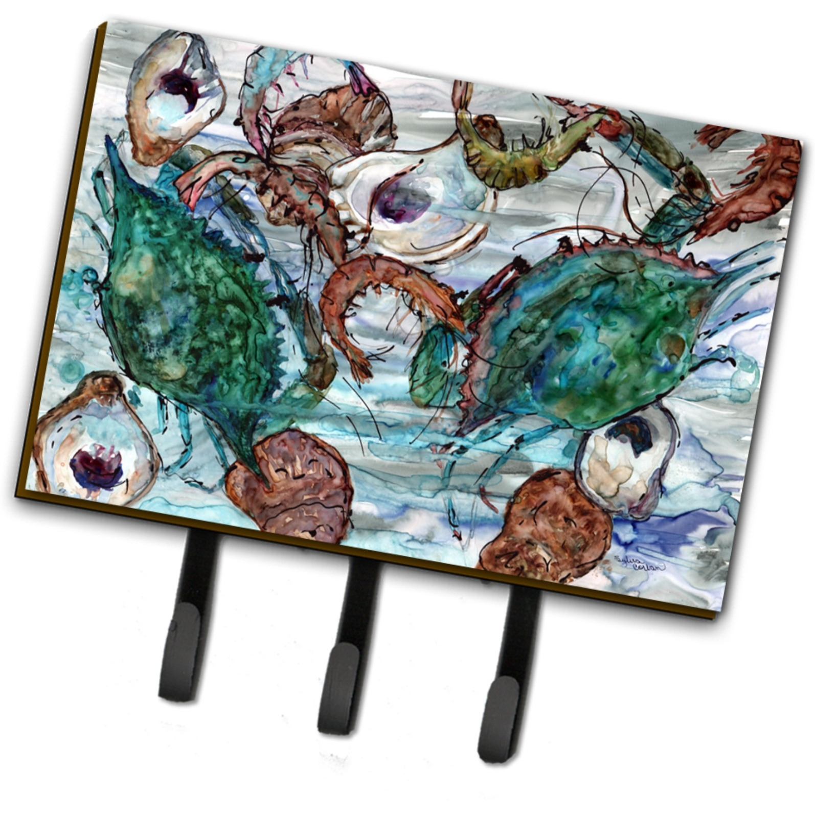 &quotCaroline's Treasures Shrimp, Crabs and Oysters in water Leash or Key Holder 8965TH68, Triple, Multicolor"