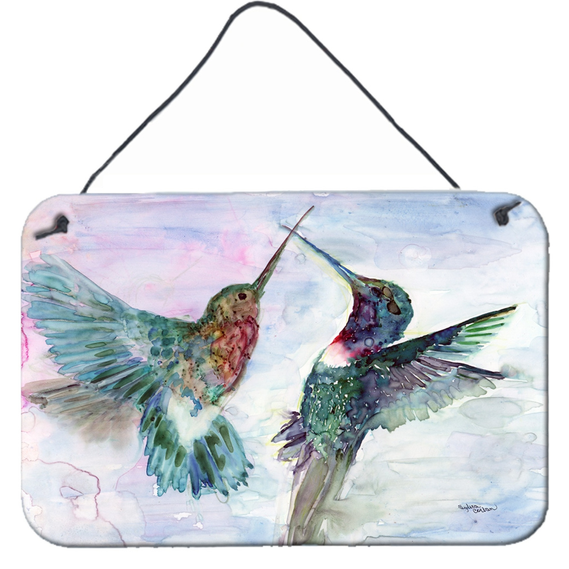 &quotCaroline's Treasures Hummingbird Combat Wall or Door Hanging Prints 8968DS812, 8"&quotH x 12"&quotW, Multicolor"