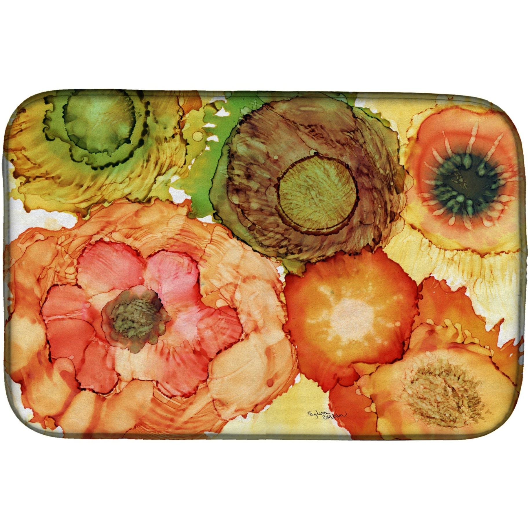 &quotCaroline's Treasures Abstract Flowers Blossoms Dish Drying Mat, 14 x 21, Multicolor"