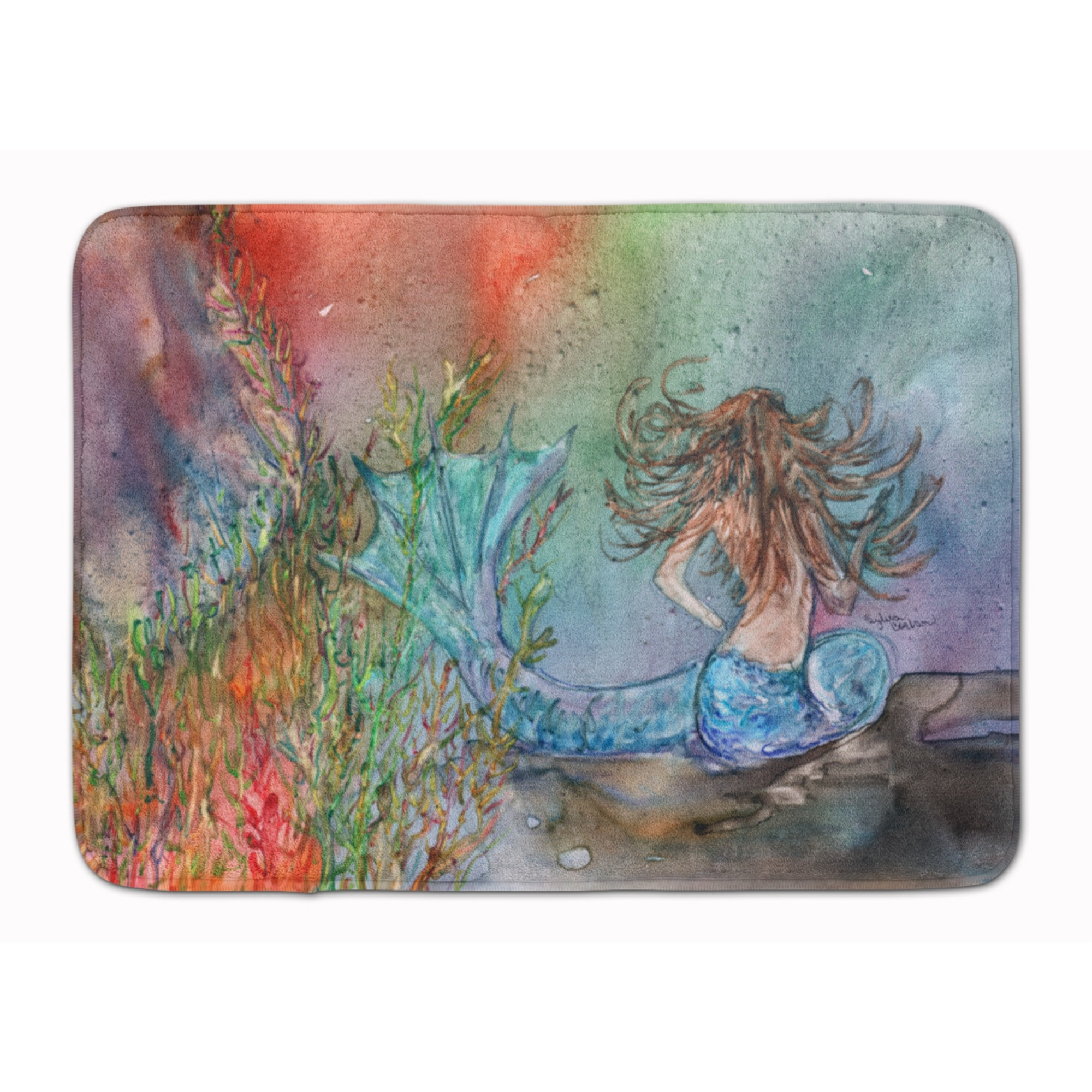 &quotCaroline's Treasures Brunette Mermaid Water Fantasy Floor Mat, 19"" x 27"", Multicolor"