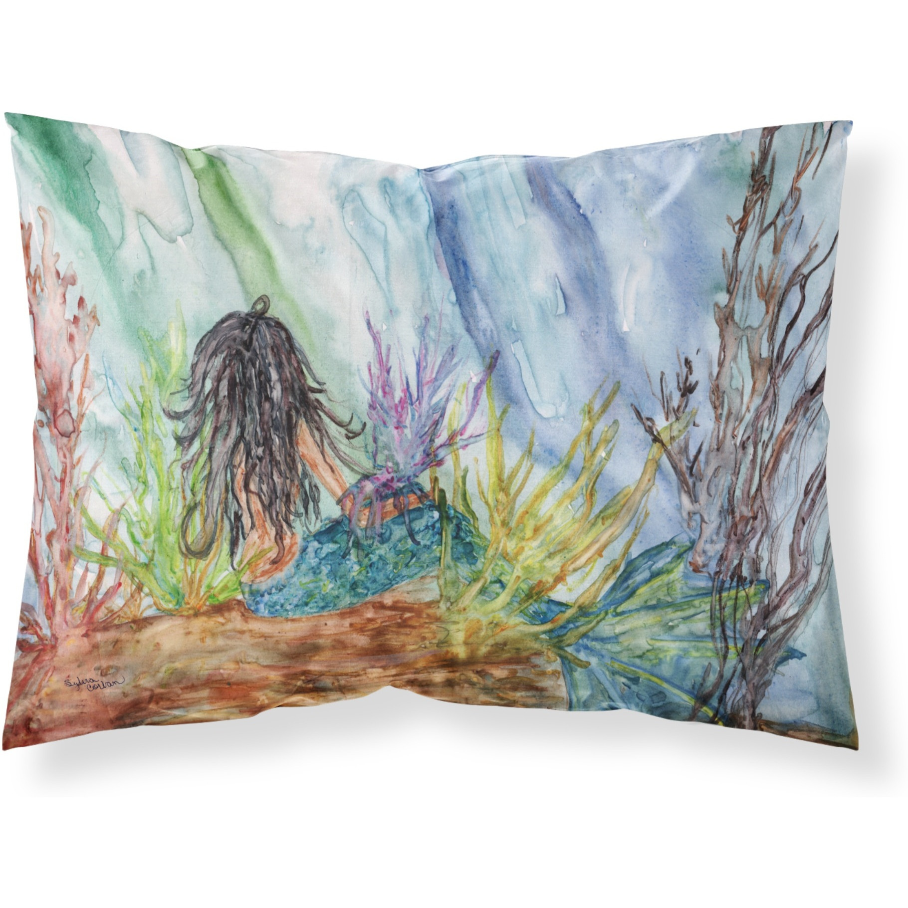 &quotCaroline's Treasures Black Haired Mermaid Water Fantasy Fabric Standard Pillowcase 8974PILLOWCASE, Multicolor"