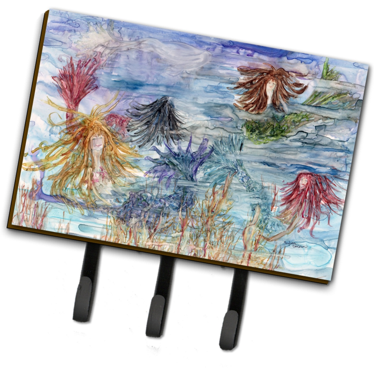 &quotCaroline's Treasures Abstract Mermaid Water Fantasy Leash or Key Holder 8975TH68, Triple, Multicolor"