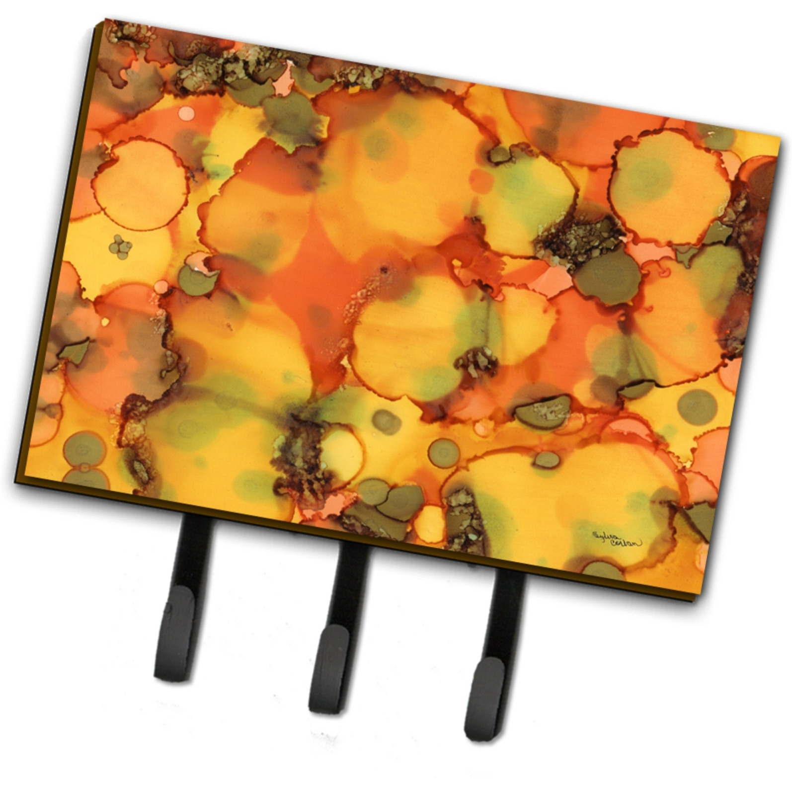 &quotCaroline's Treasures Abstract in Orange and Greens Leash or Key Holder 8976TH68, Triple, Multicolor"