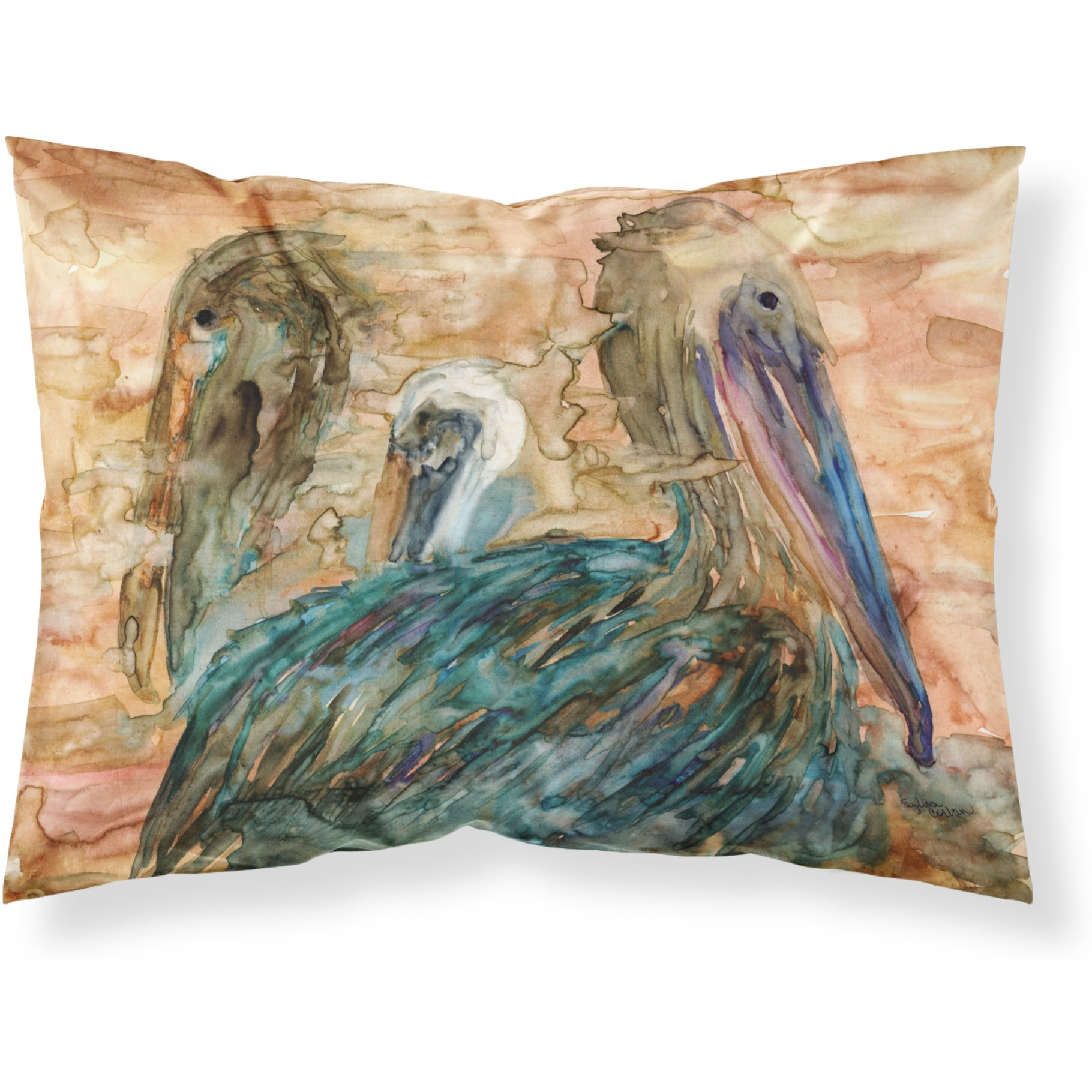 &quotCaroline's Treasures Abstract Pelicans Fabric Standard Pillowcase 8977PILLOWCASE, Multicolor"