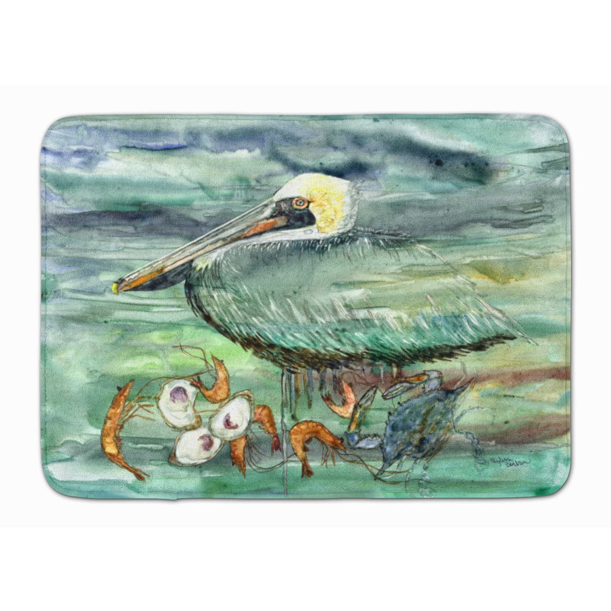 &quotCaroline's Treasures Watery Pelican, Shrimp Crab and Oysters Floor Mat, 19"" x 27"", Multicolor"