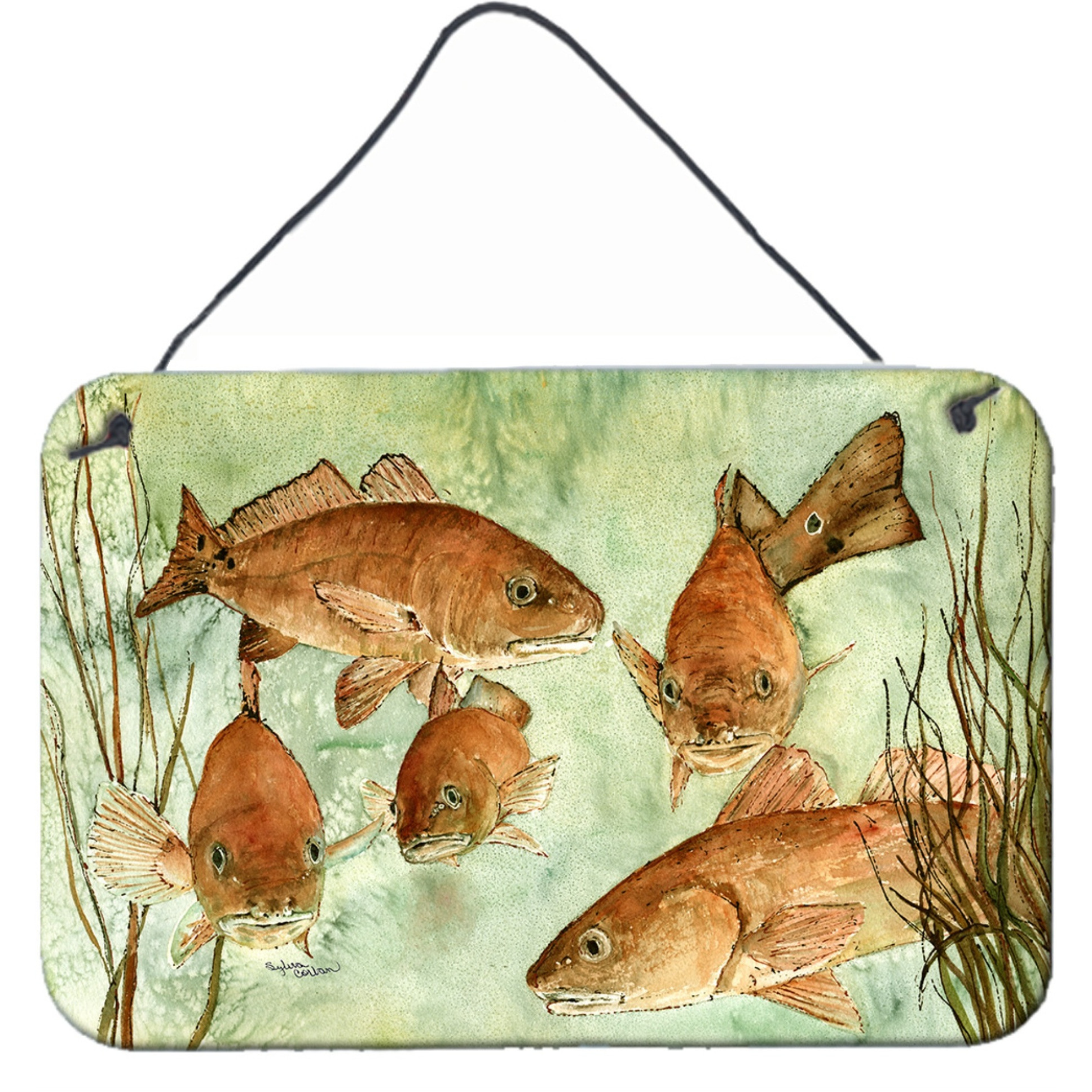 &quotCaroline's Treasures Red Fish Swim Wall or Door Hanging Prints 8983DS812, 8"&quotH x 12"&quotW, Multicolor"