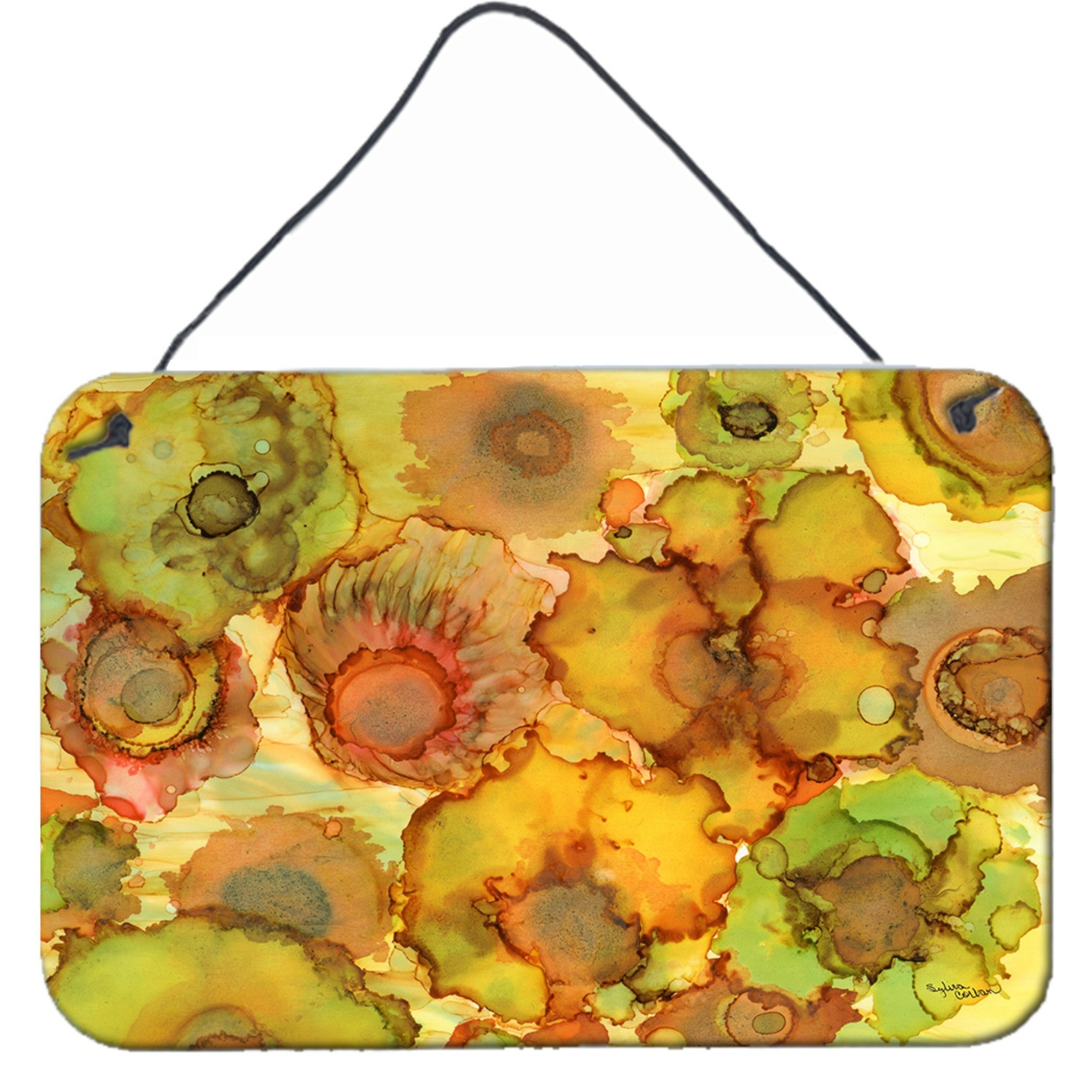 &quotCaroline's Treasures Abstract Flowers in Yellows and Oranges Wall or Door Hanging Prints 8986DS812, 8"&quotH x 12"&quotW, Multicolor"