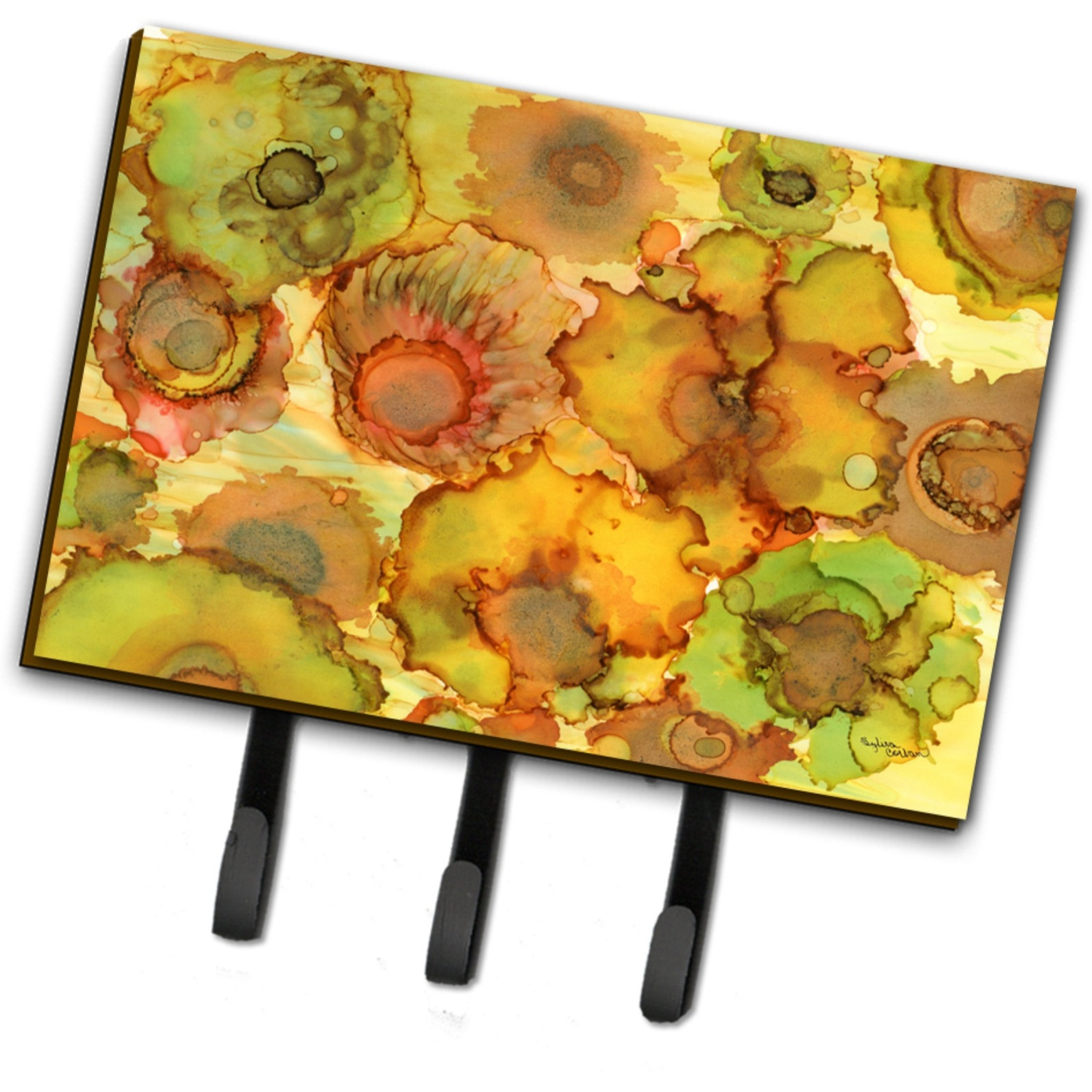 &quotCaroline's Treasures Abstract Flowers in Yellows and Oranges Leash or Key Holder 8986TH68, Triple, Multicolor"