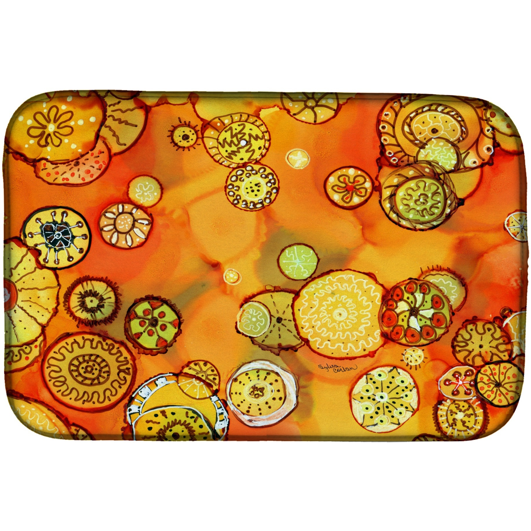 &quotCaroline's Treasures Abstract Flowers Dish Drying Mat, 14"" x 21"", Multicolor"