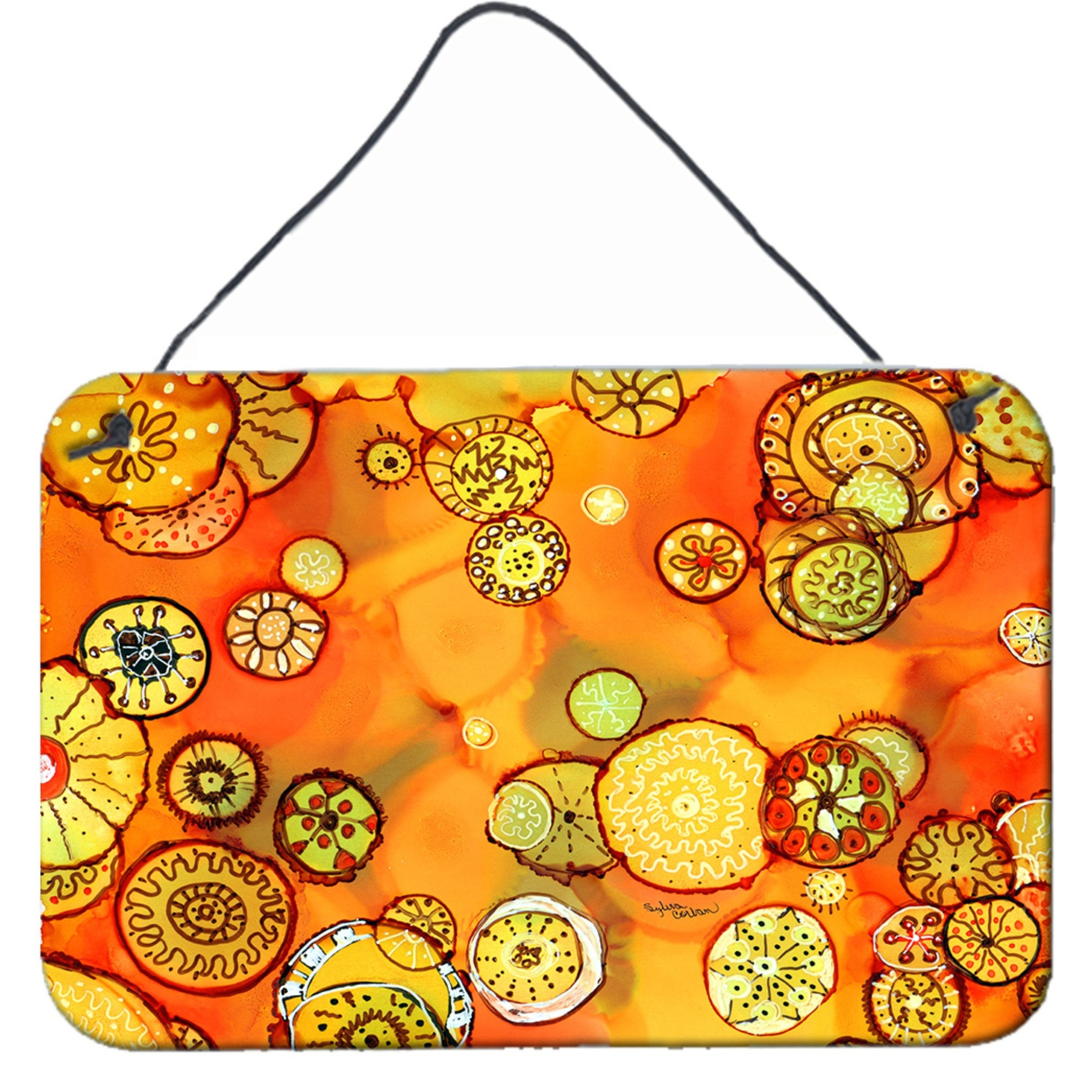 &quotCaroline's Treasures Abstract Flowers in Oranges and Yellows Wall or Door Hanging Prints 8987DS812, 8"&quotH x 12"&quotW, Multicolor"