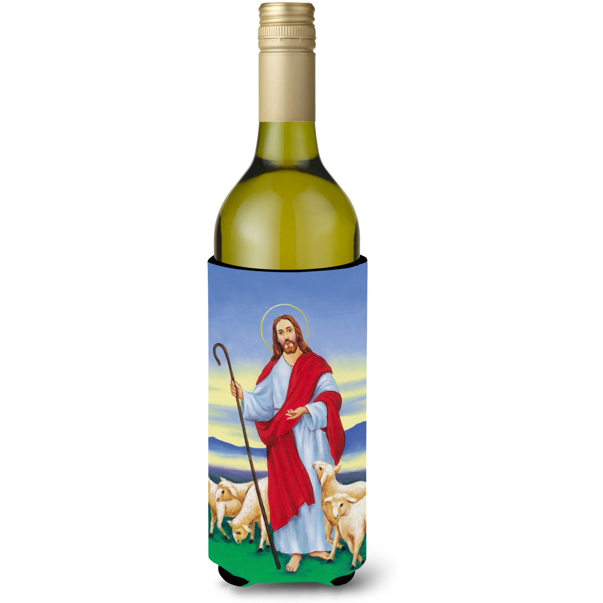 &quotCaroline's Treasures Jesus The Good Shepherd Wine Bottle Koozie Hugger, 750ml, Multicolor"