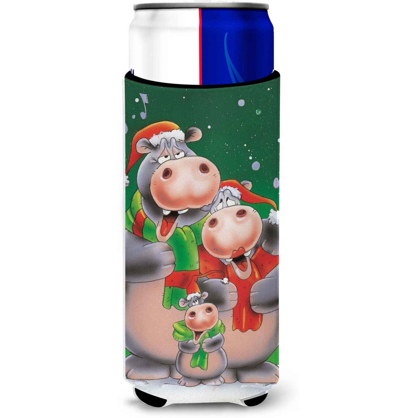 &quotCaroline's Treasures Hippo Family Caroling Michelob Ultra Koozies for Slim Cans, Multicolor"