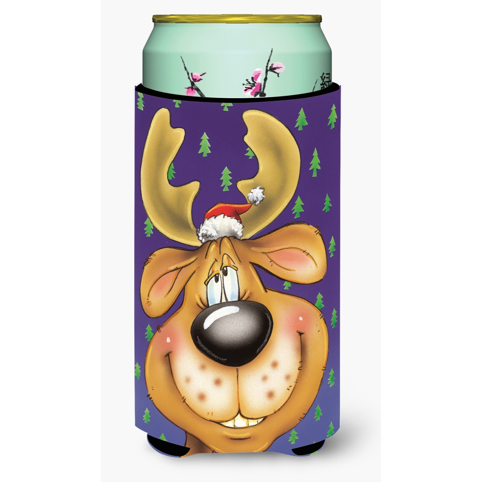 &quotCaroline's Treasures Comic Reindeer Tall Boy Koozie Hugger, Multicolor"