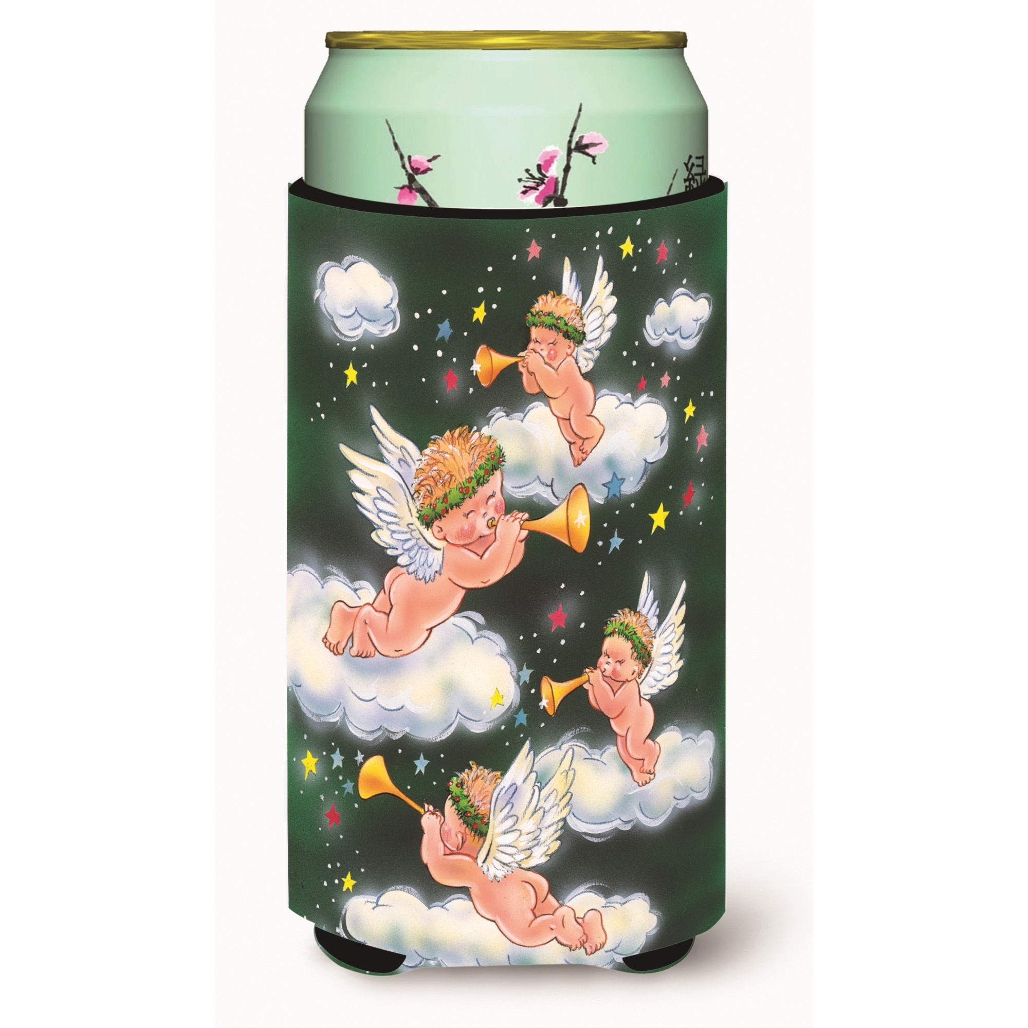 &quotCaroline's Treasures Angels on Green Tall Boy Koozie Hugger, Multicolor"