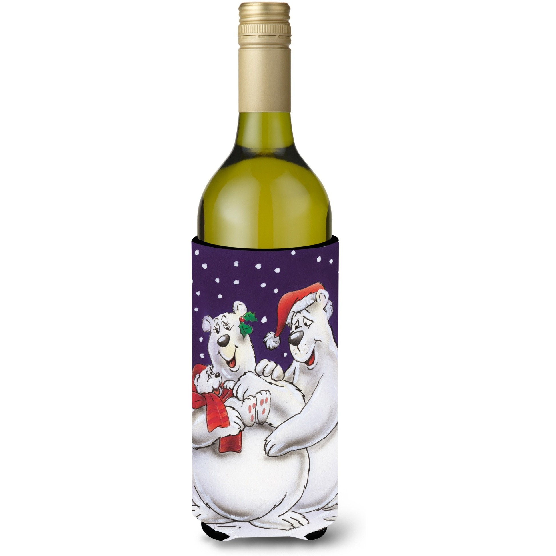 &quotCaroline's Treasures Holiday Polar Bears Wine Bottle Koozie Hugger, 750ml, Multicolor"
