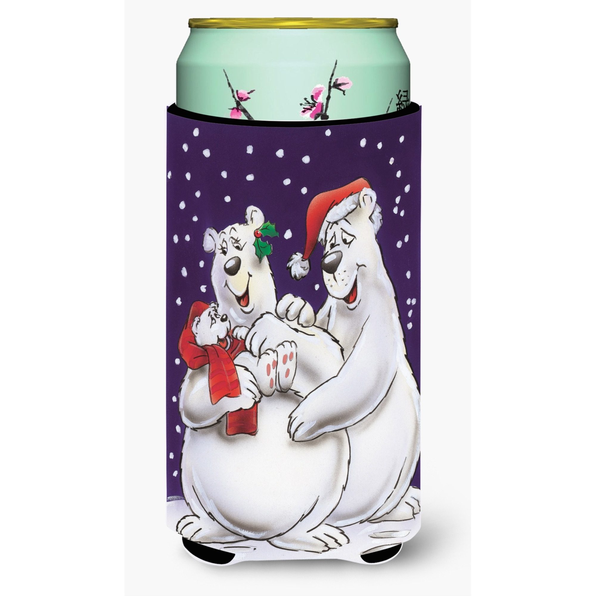 &quotCaroline's Treasures Holiday Polar Bears Tall Boy Koozie Hugger, Multicolor"