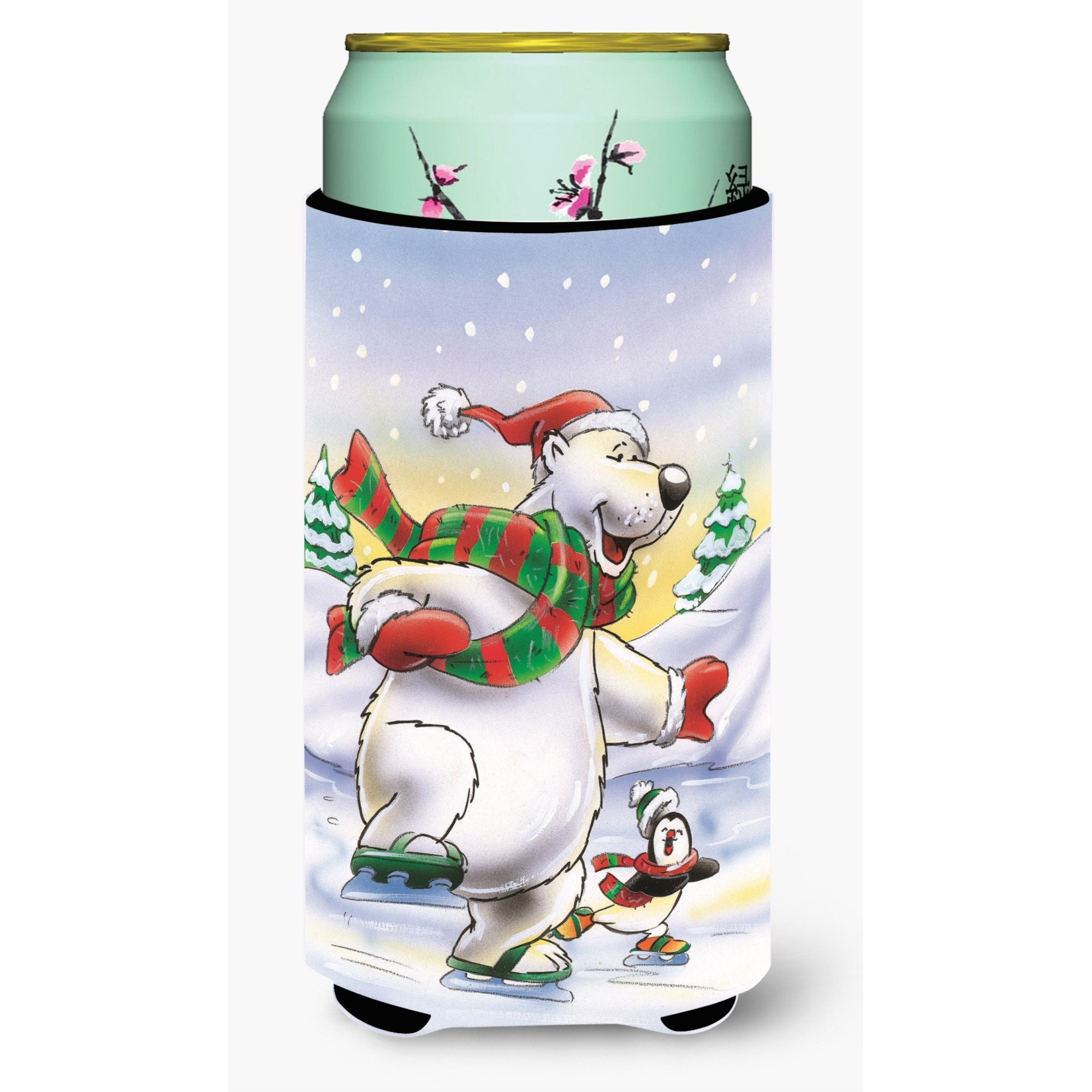 &quotCaroline's Treasures Holiday Polar Bears Ice Skating Tall Boy Koozie Hugger, Multicolor"