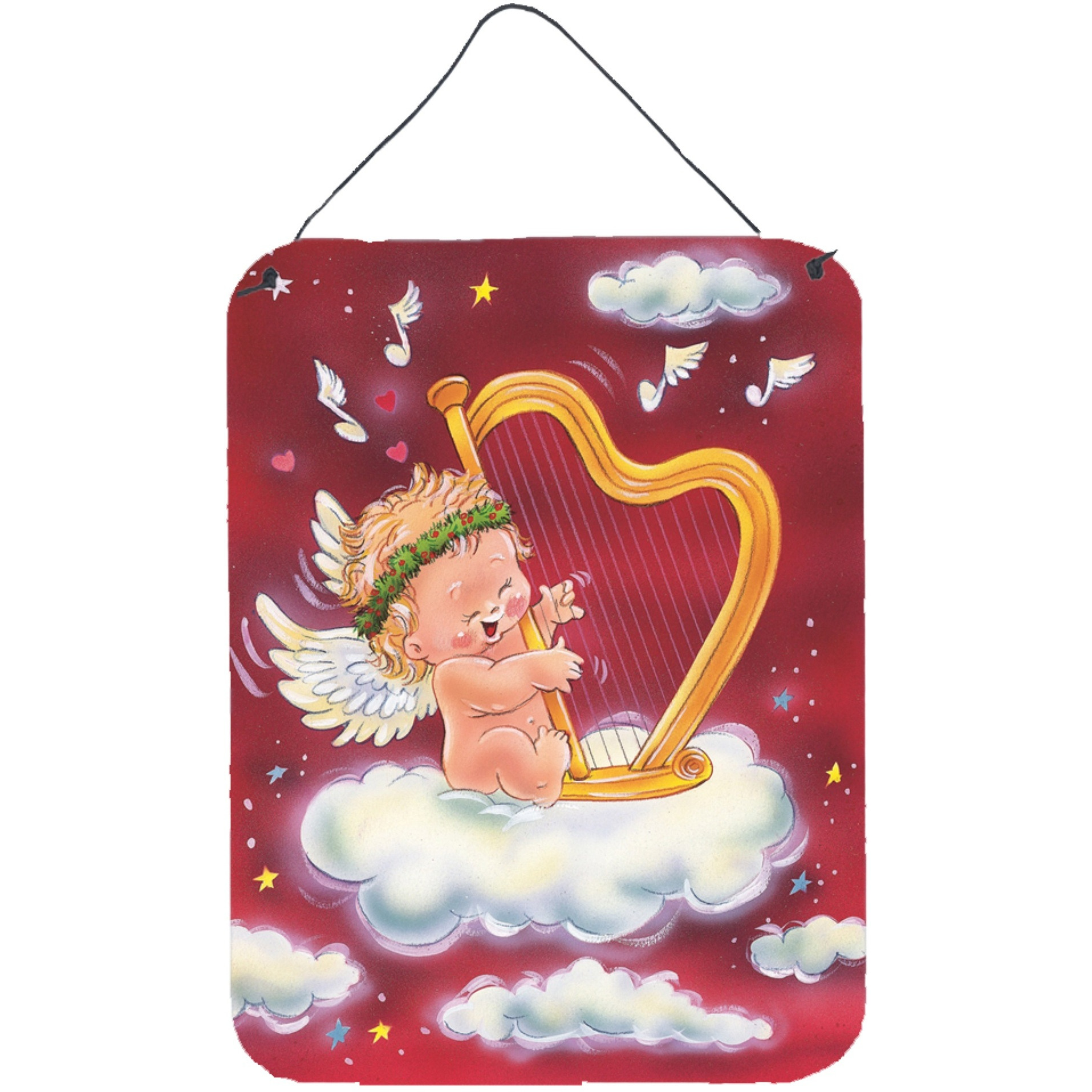 &quotCaroline's Treasures Angels with Harp Valentine's Wall or Door Hanging Prints AAH7273DS1216, 16HX12W, Multicolor"