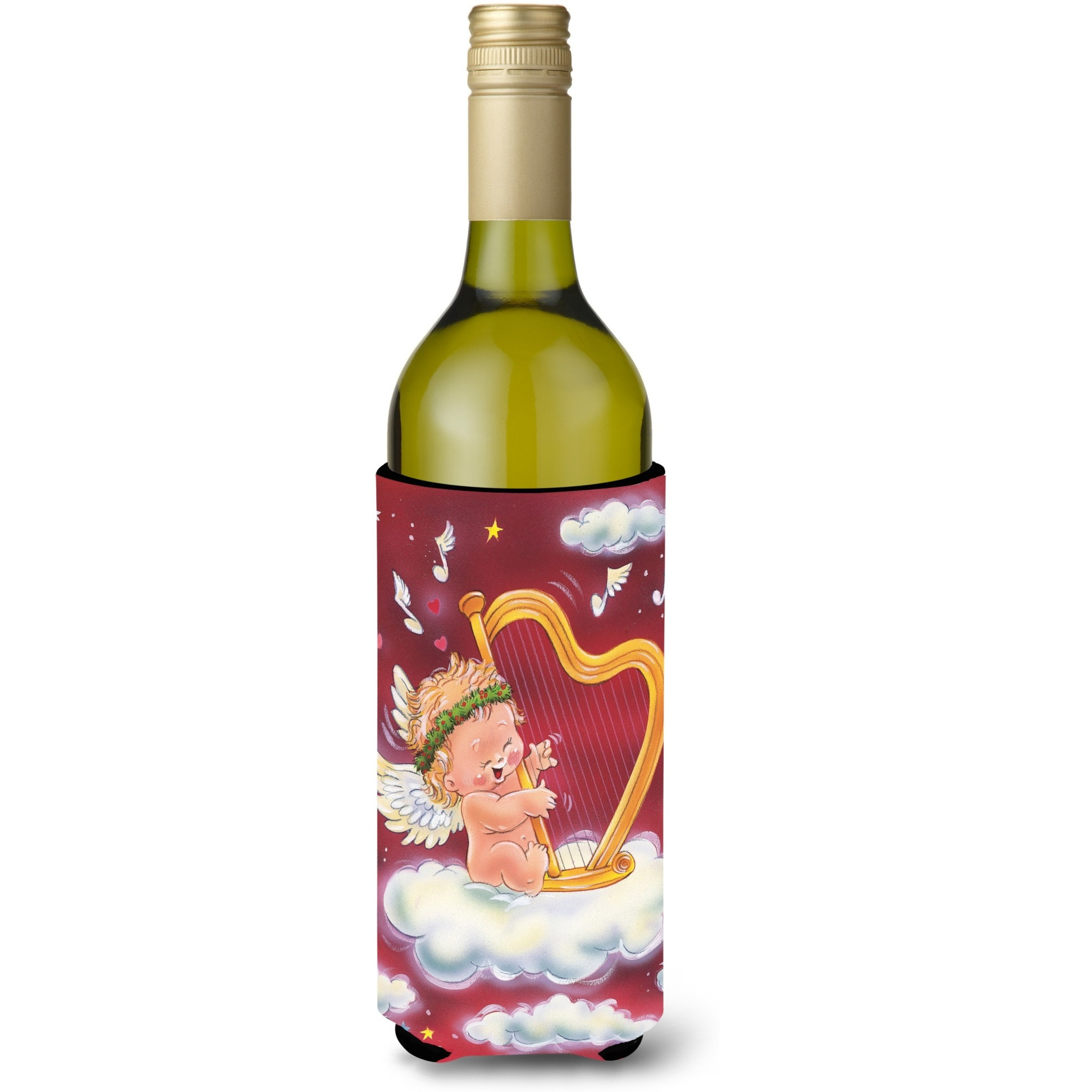 &quotCaroline's Treasures Angels with Harp Valentine's Wine Bottle Koozie Hugger, 750ml, Multicolor"