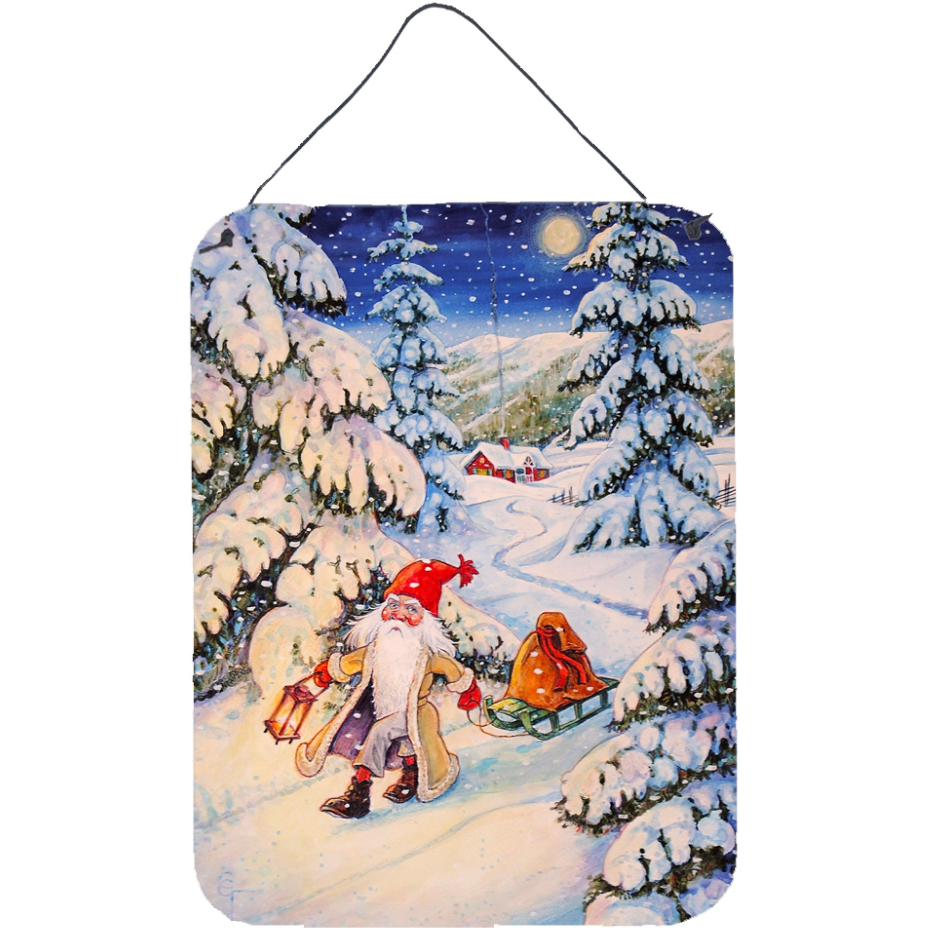 &quotCaroline's Treasures Christmas Gnome pulling a sled Wall or Door Hanging Prints ACG0144DS1216, 16HX12W, Multicolor"