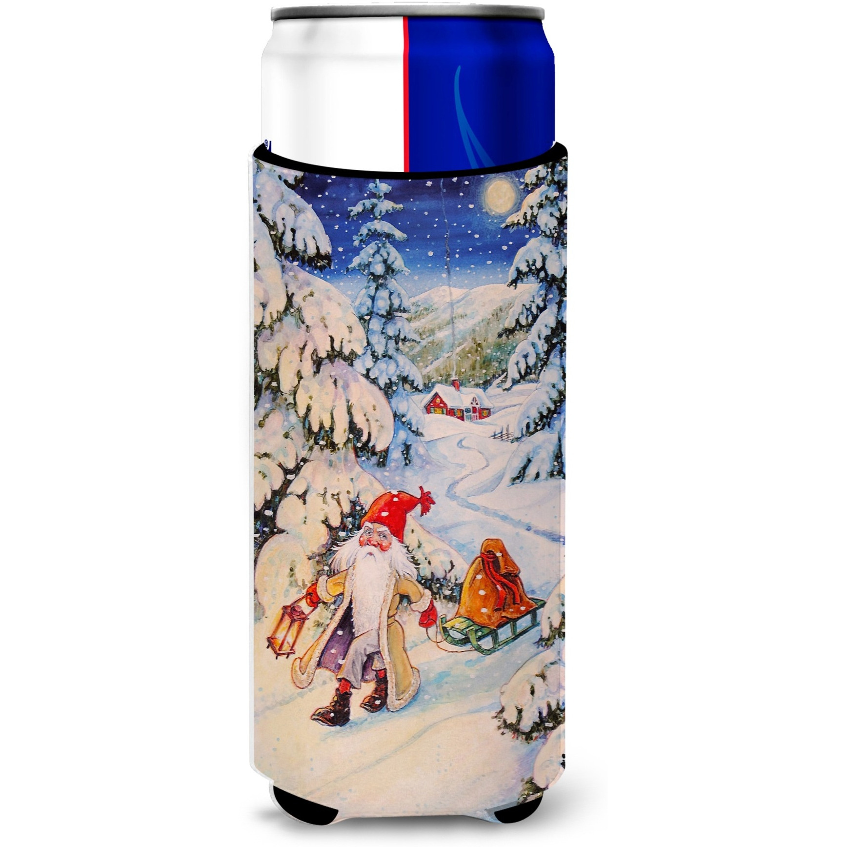 &quotCaroline's Treasures Christmas Gnome Pulling A Sled Michelob Ultra Koozies for Slim Cans, Multicolor"