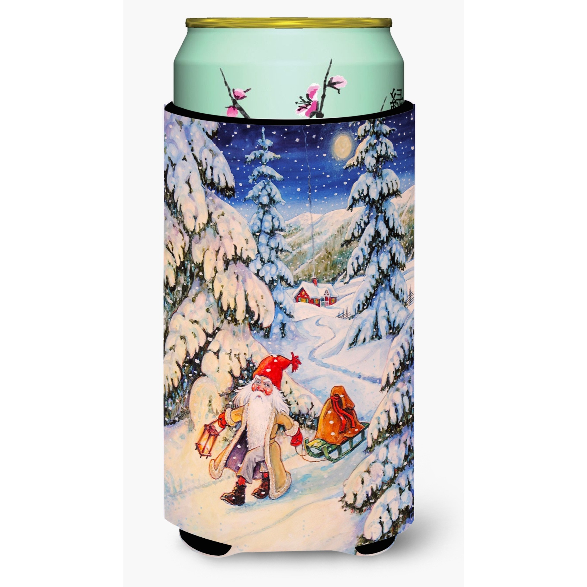 &quotCaroline's Treasures Christmas Gnome Pulling A Sled Tall Boy Koozie Hugger, Multicolor"