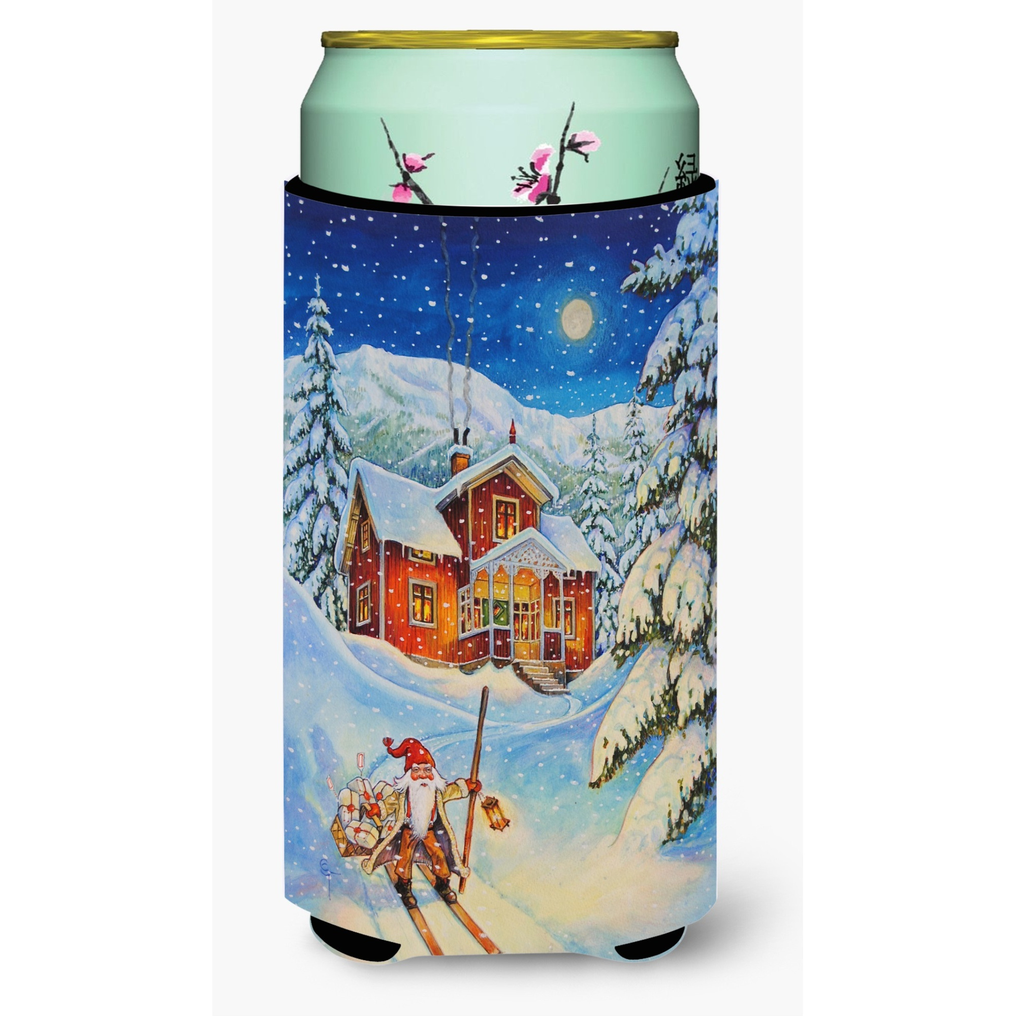 &quotCaroline's Treasures Christmas Gnome Headed Out Tall Boy Koozie Hugger, Multicolor"