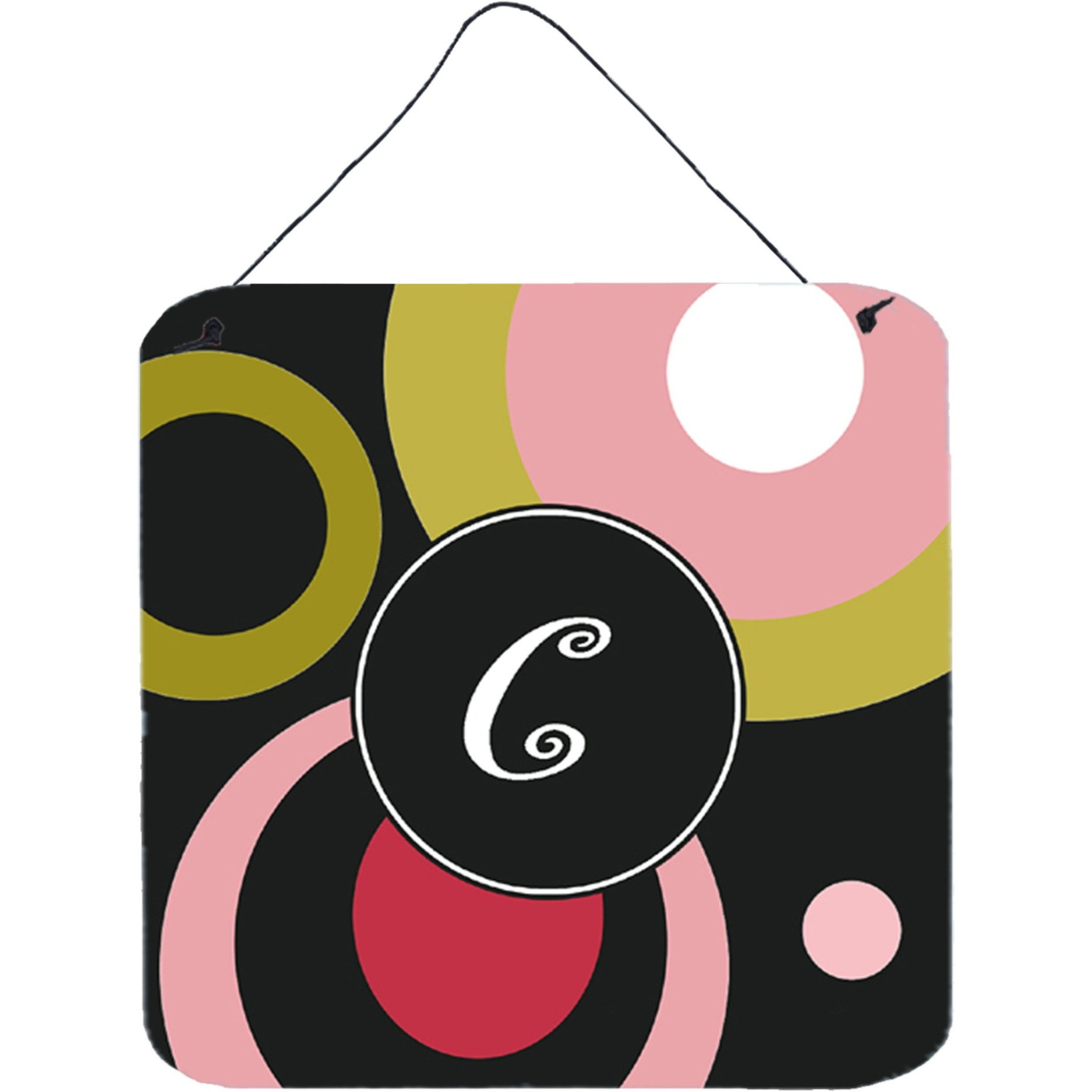 &quotCaroline's Treasures AM1001-CDS66 Monogram-Retro in Black Aluminum Metal Wall or Door Hanging Prints, 6 x 6"", Multicolor"
