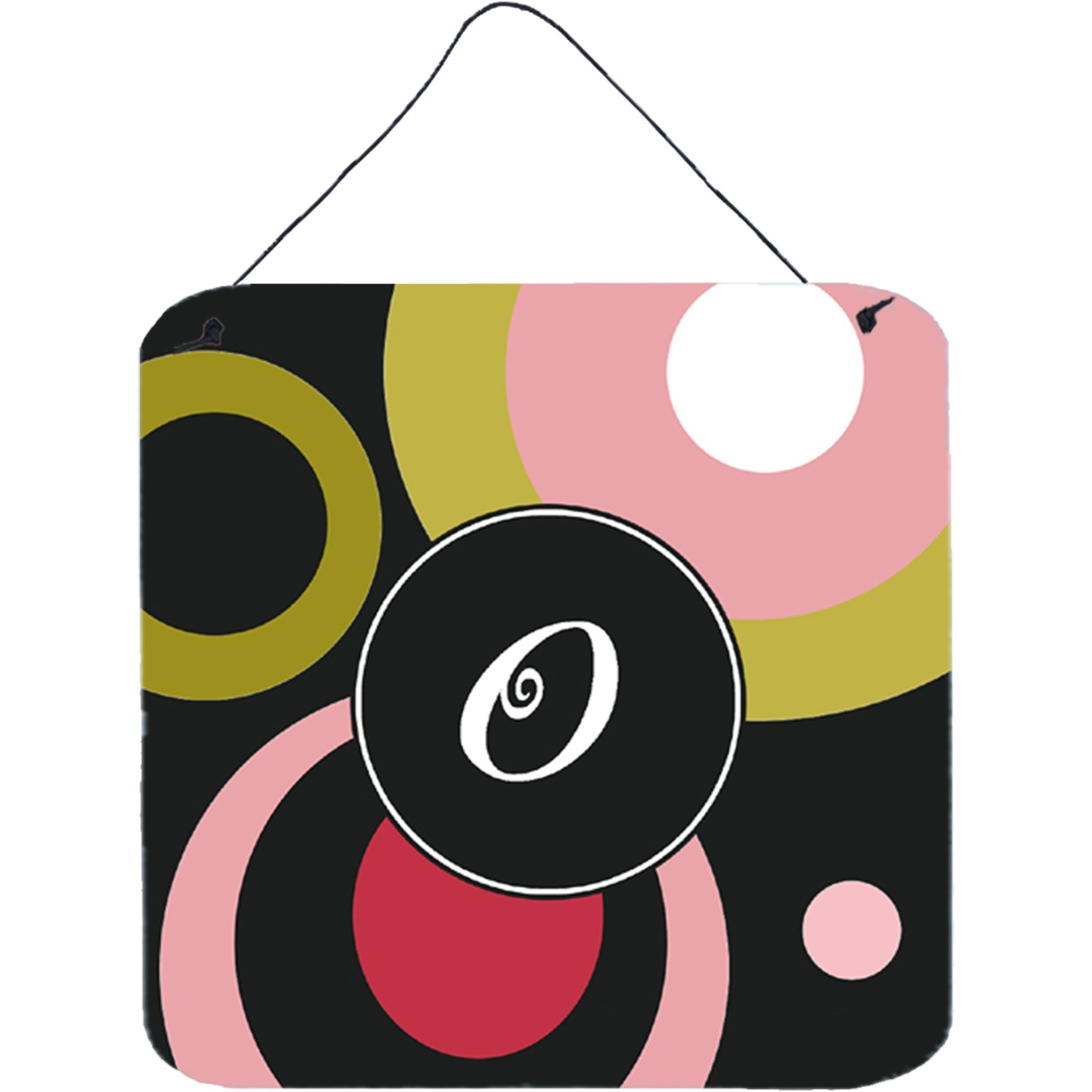 &quotCaroline's Treasures AM1001-ODS66 Monogram-Retro in Black Aluminum Metal Wall or Door Hanging Prints, 6 x 6"", Multicolor"